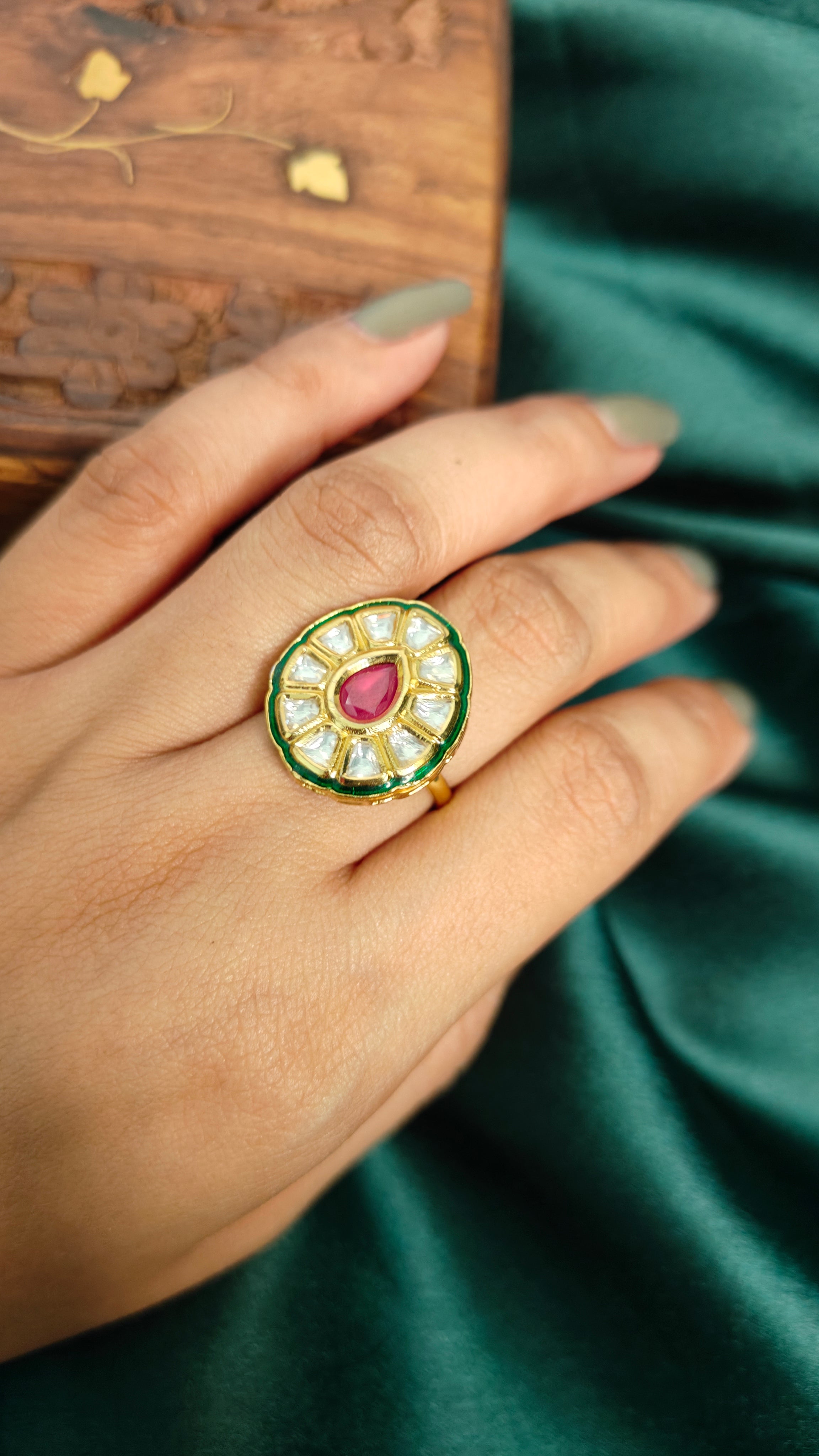 Kundan Statement Adjustable Ring