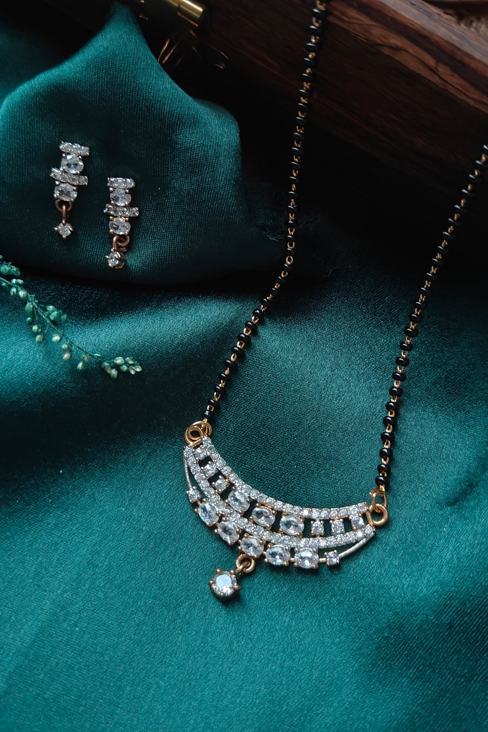 American Diamond Mangalsutra Necklace Set