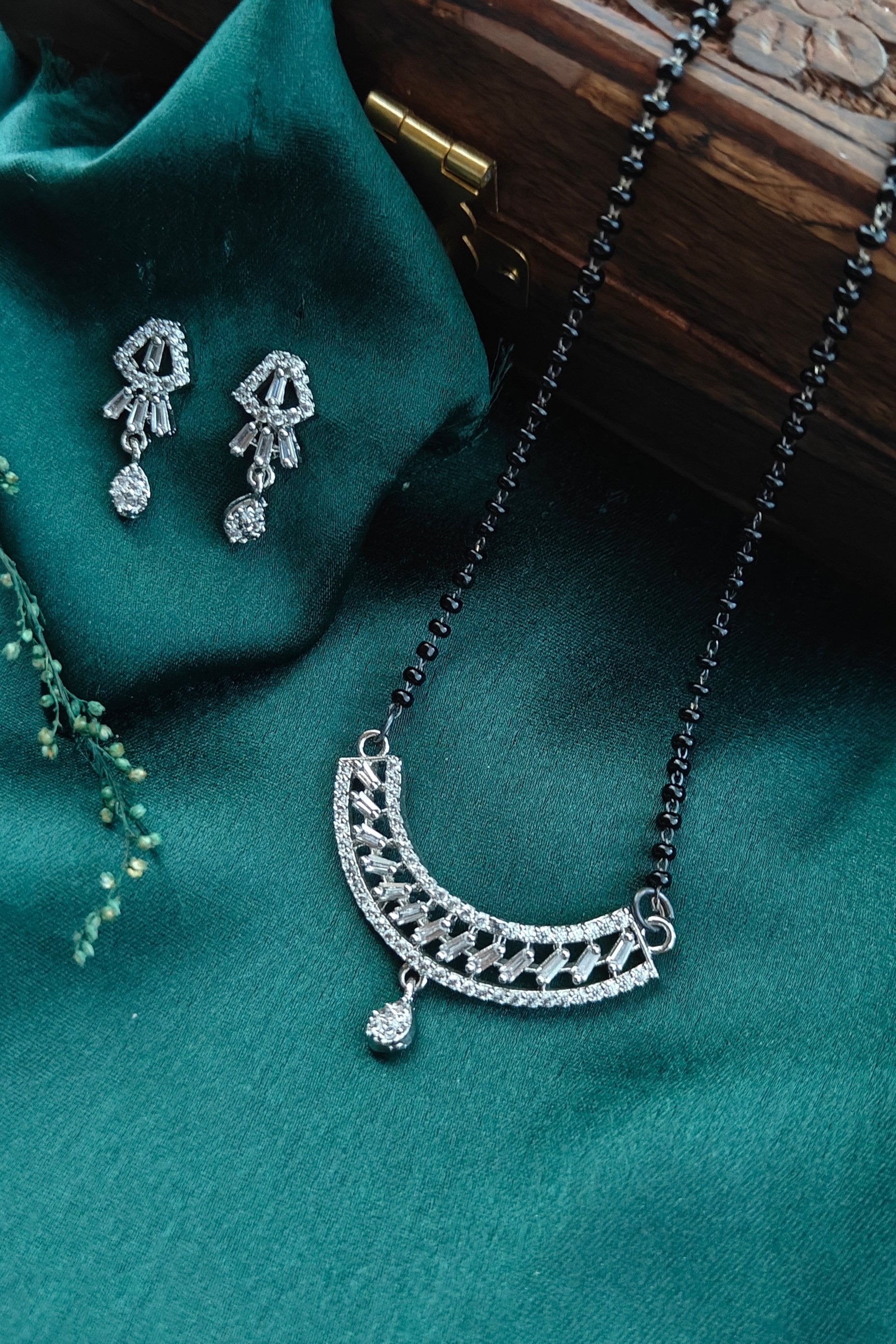 American Diamond Mangalsutra Necklace Set