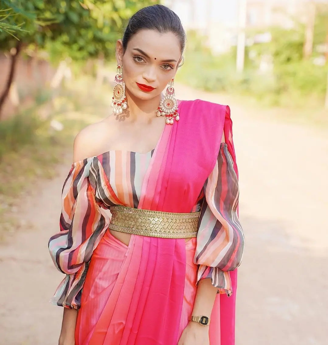 Kundan Chandbali Earrings with Red Beads and Pearls