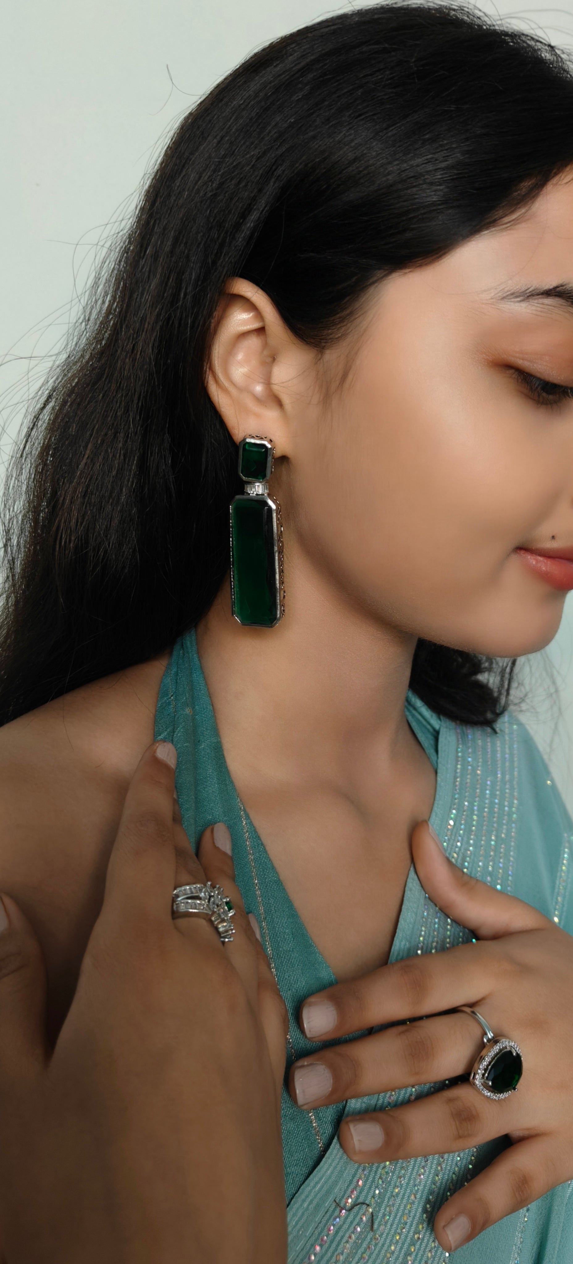 Emerald Green Doublet Statement Earrings