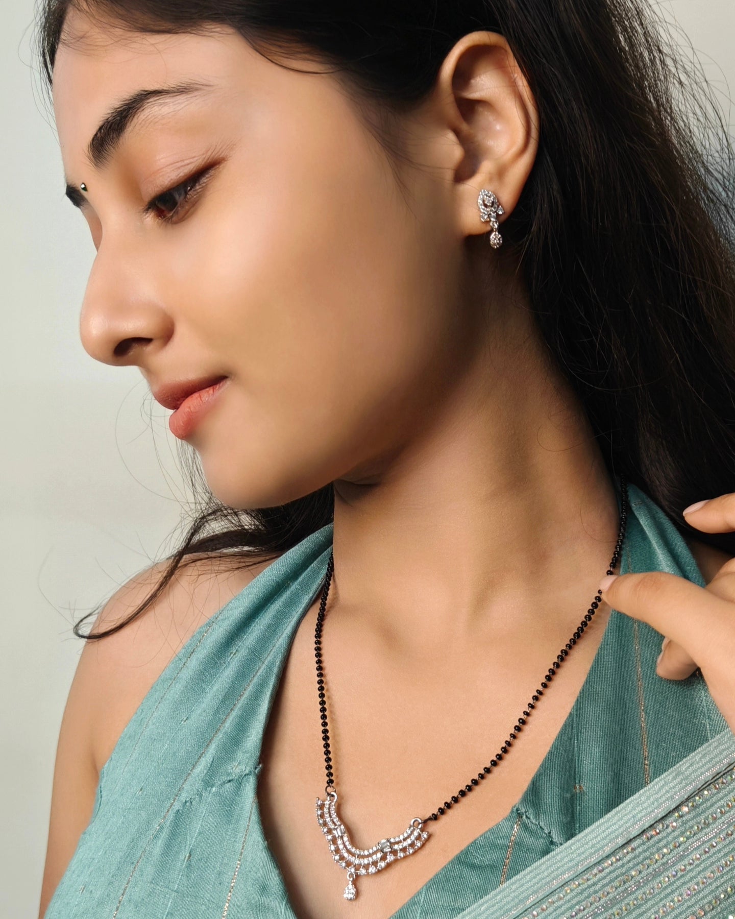 American Diamond Mangalsutra Necklace Set