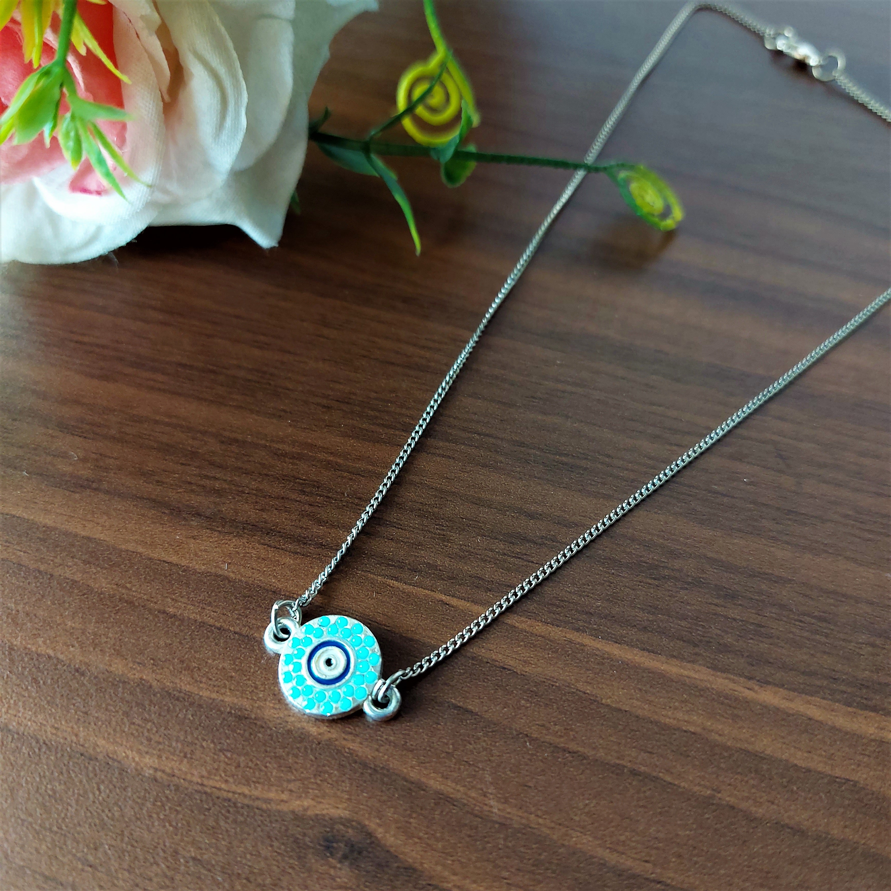 Silver Plated Turquoise Evil Eye Pendant