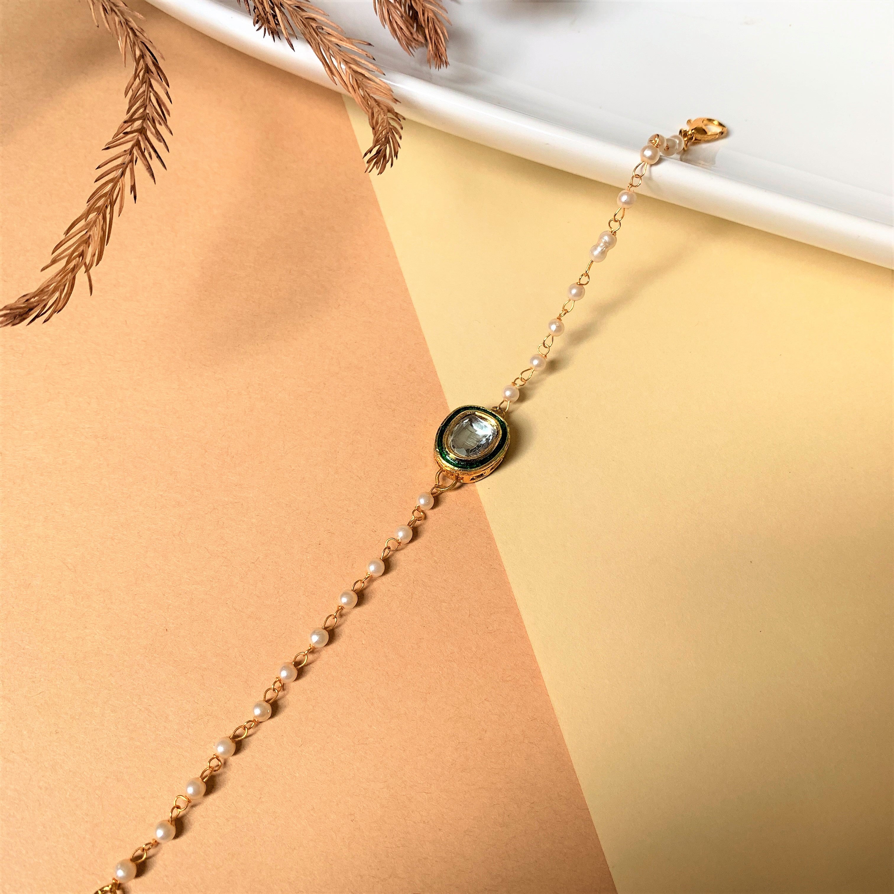 KUNDAN BRACELET WITH PEARL STRING