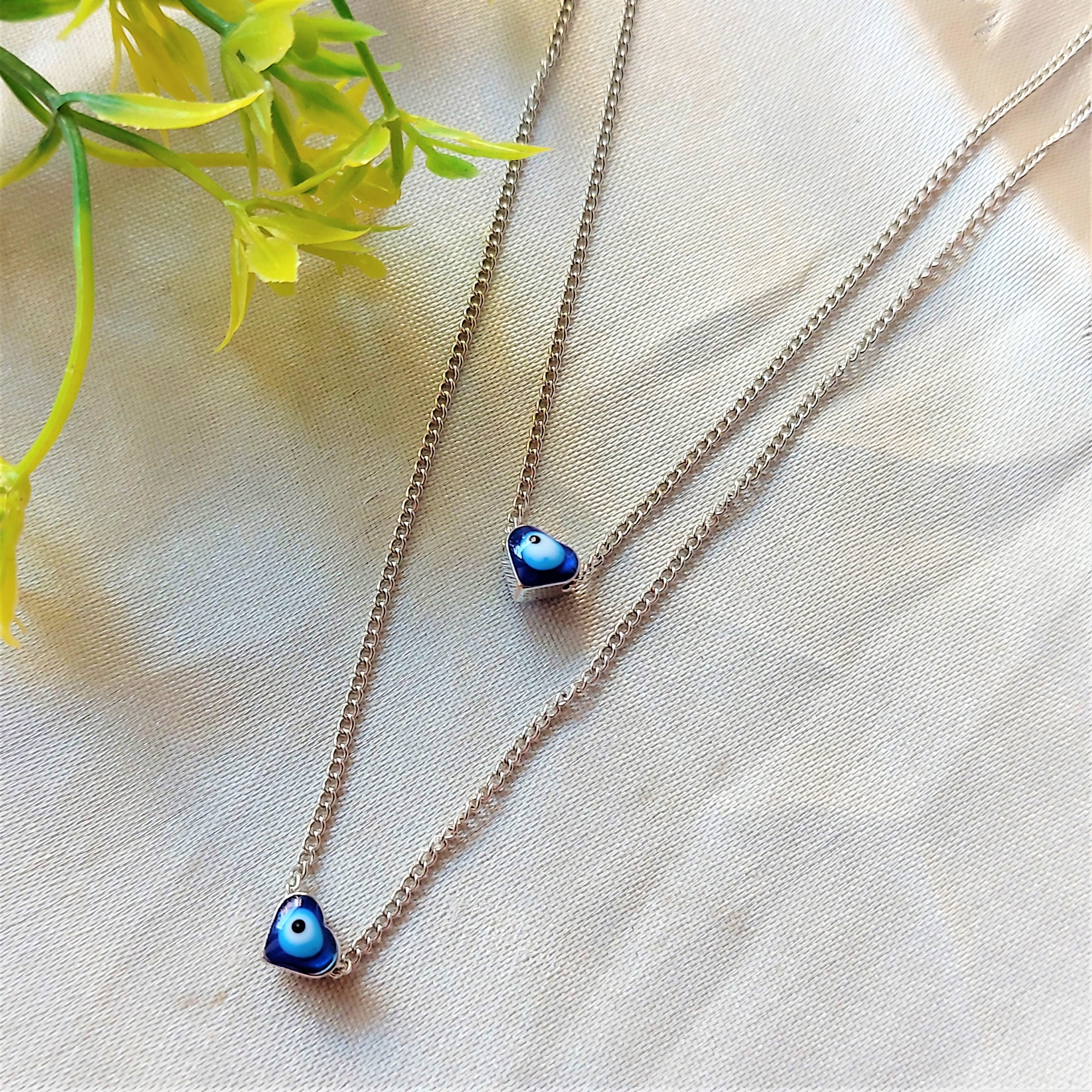 Silver Plated Double Layered Evil Eye Pendant