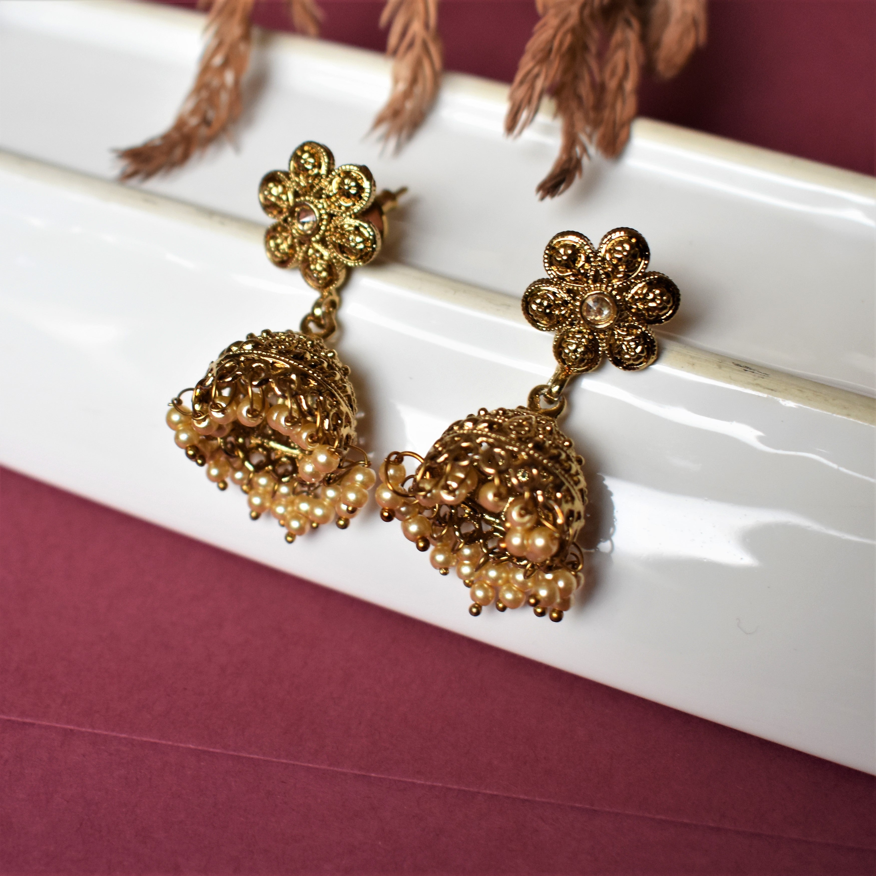 GOLD PLATED METALLIC JHUMKI