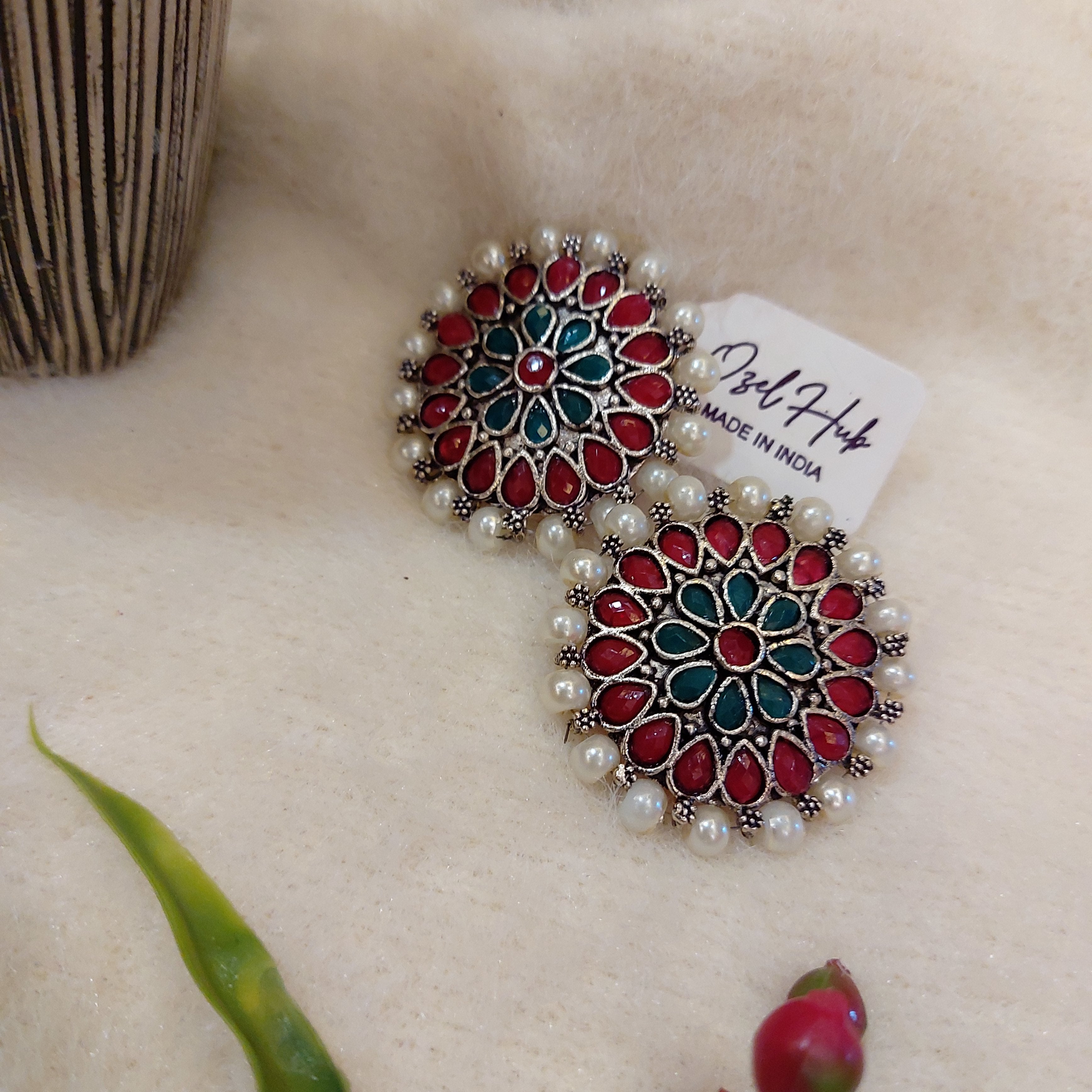 OXIDISED SILVER EAR STUDS