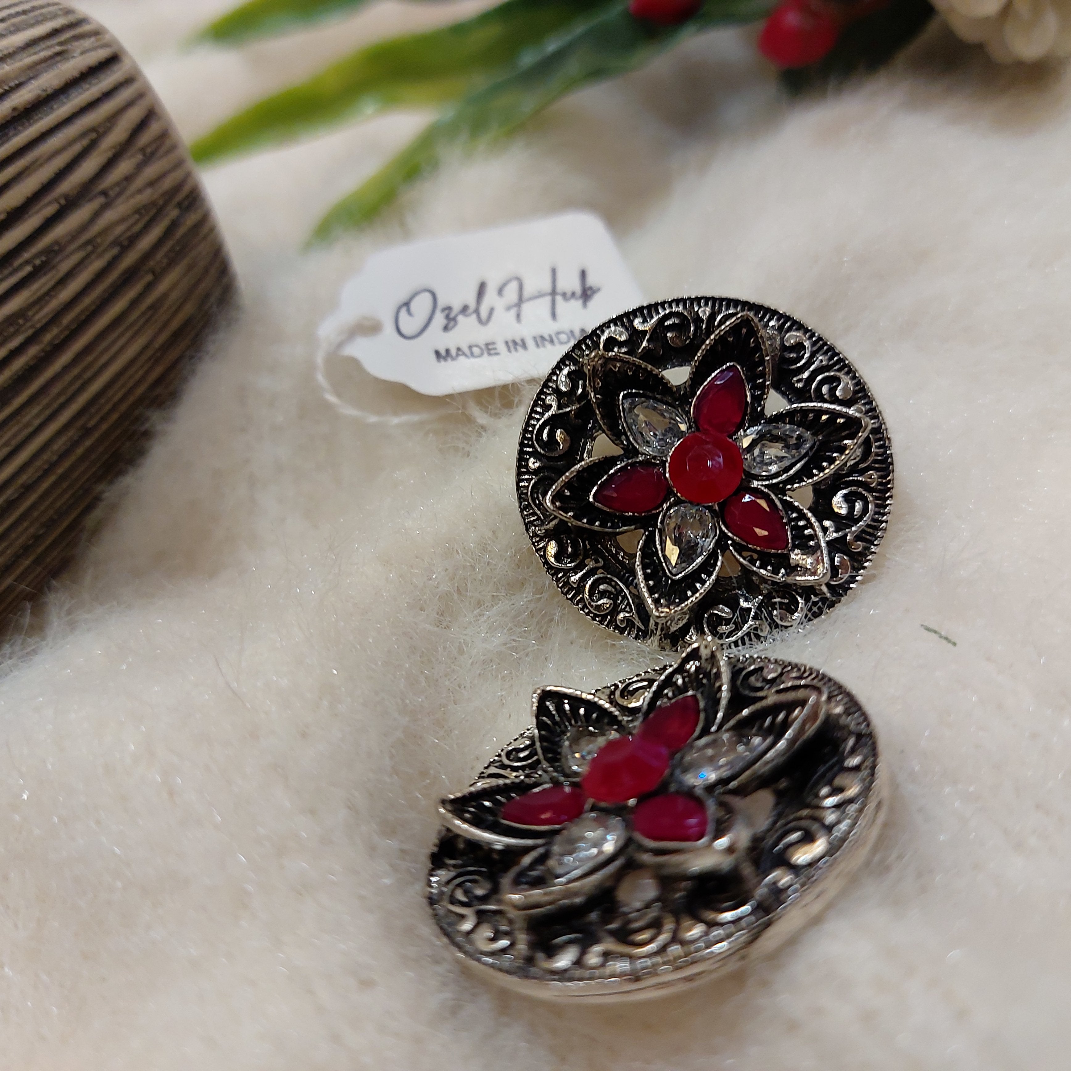 PALASH RED EAR STUDS