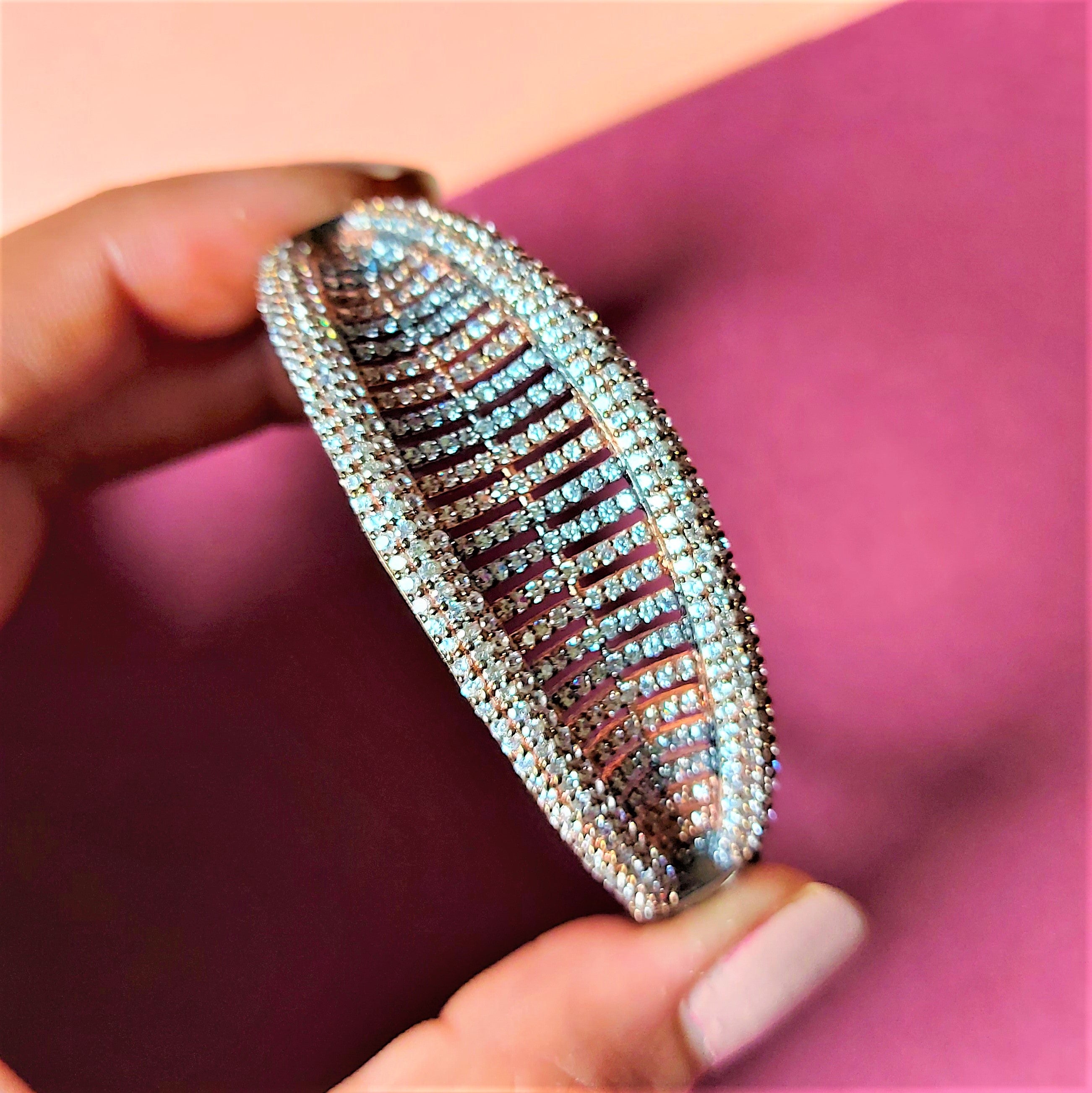 BLACK AND ROSE GOLD PLATED AMERICAN DIAMOND OPENABLE BRACELET