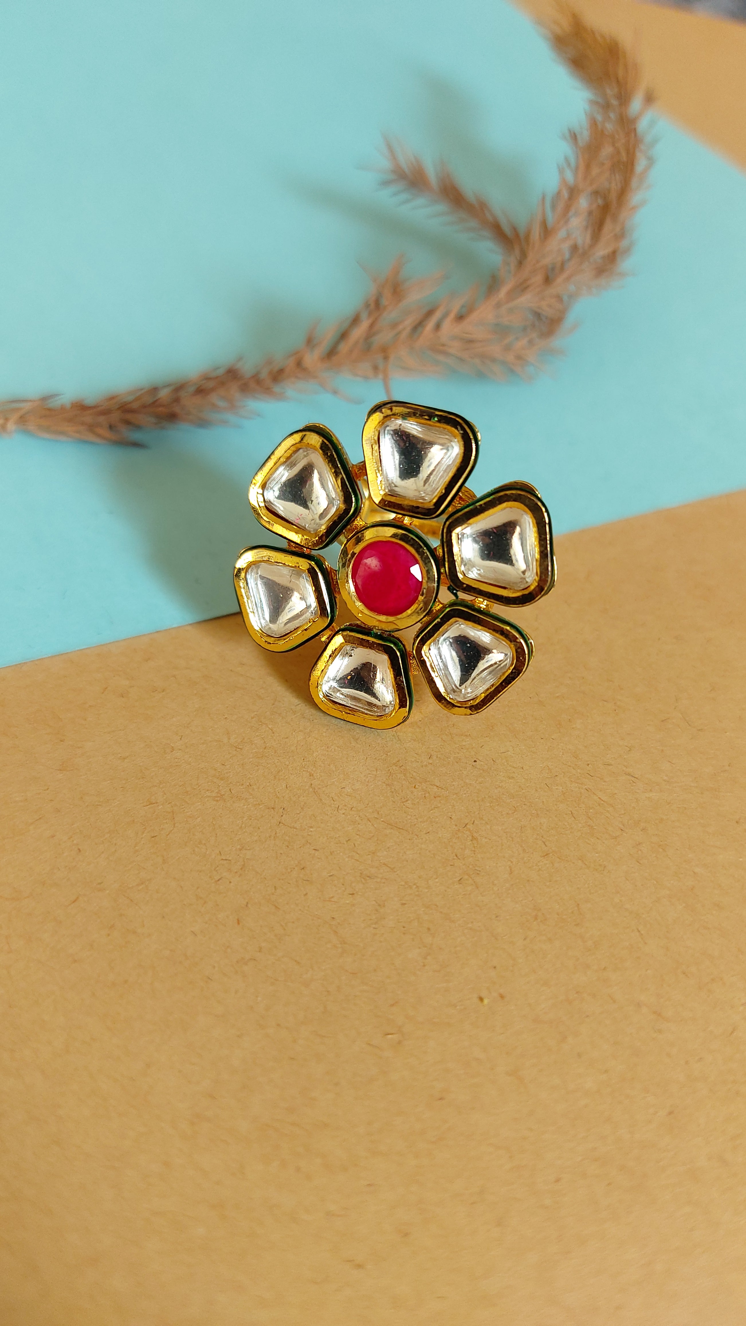 Kundan Adjustable Statement Ring