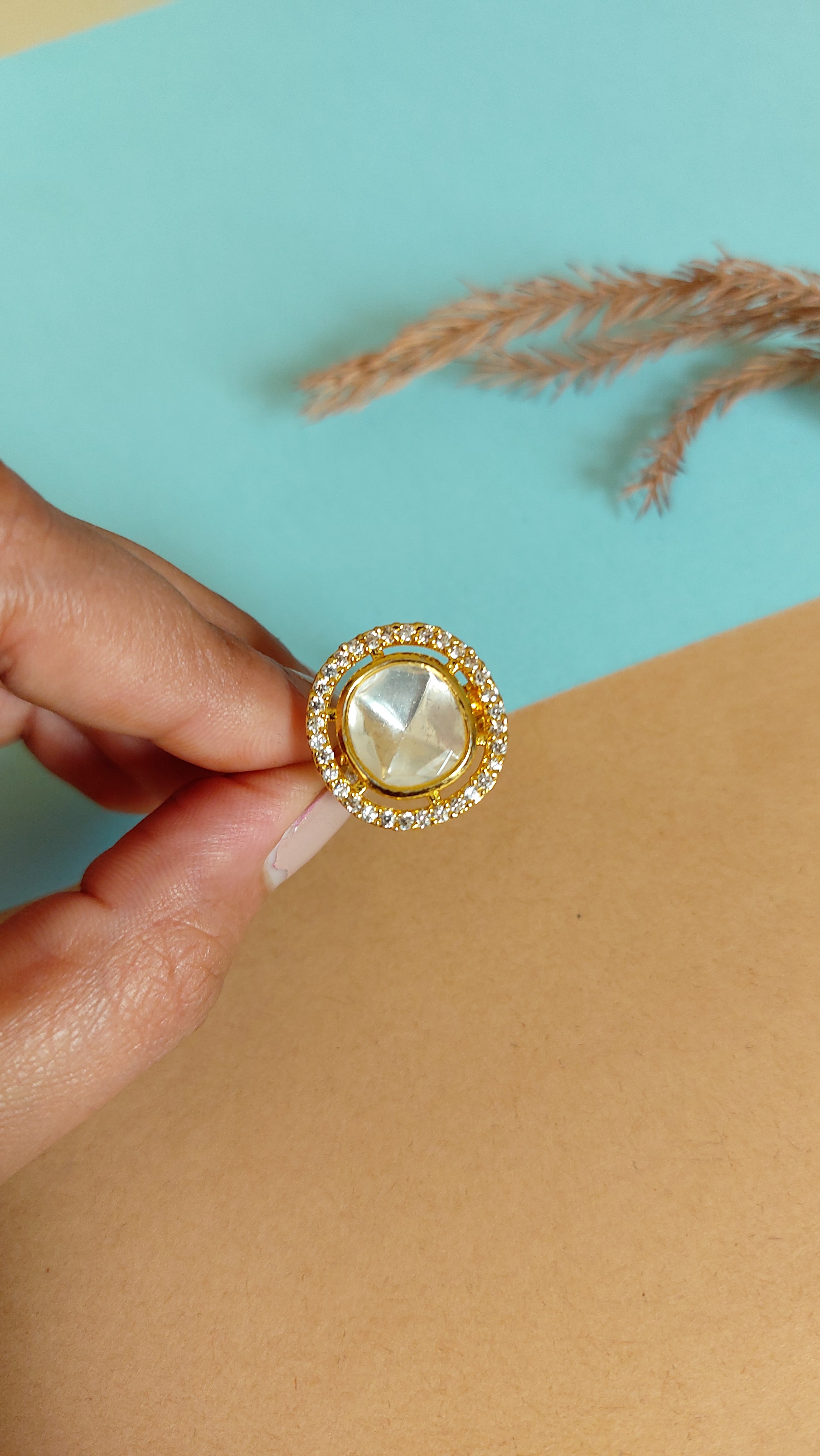 KUNDAN MOISSOINITE POLKI RING