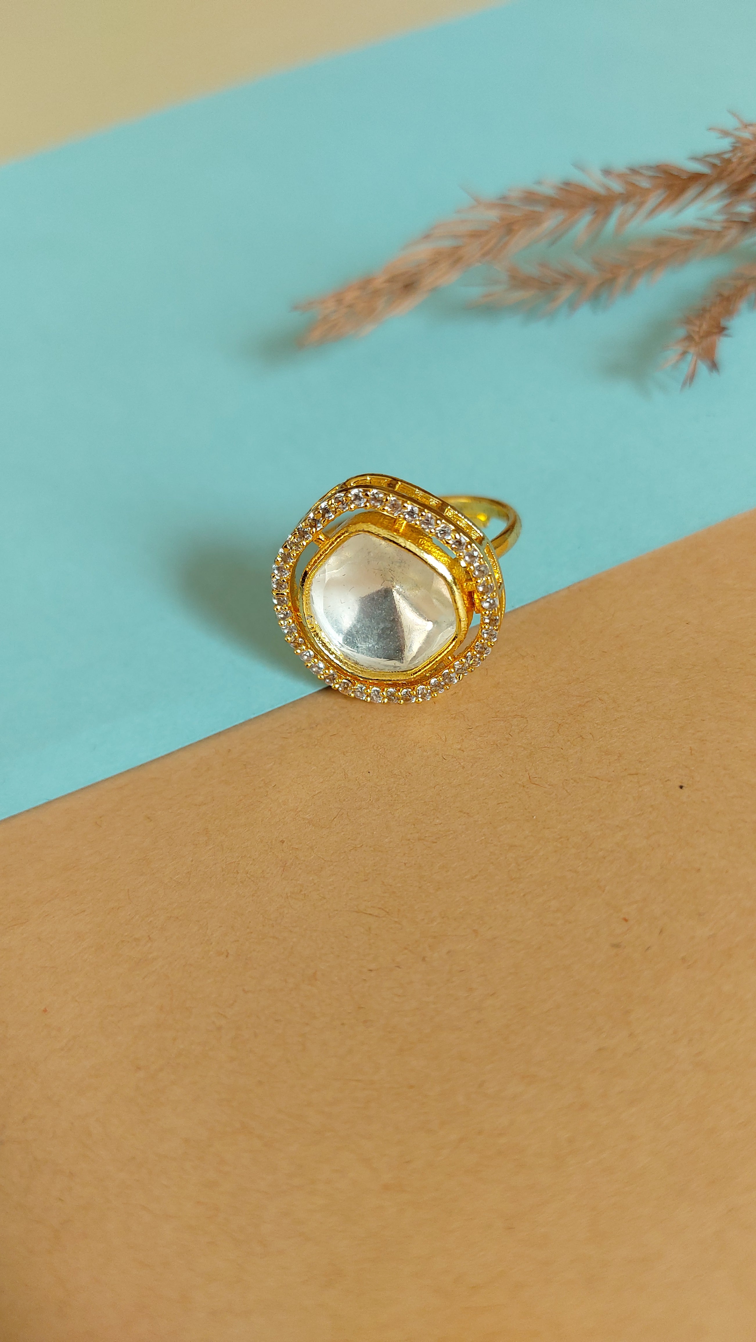 KUNDAN MOISSOINITE POLKI RING