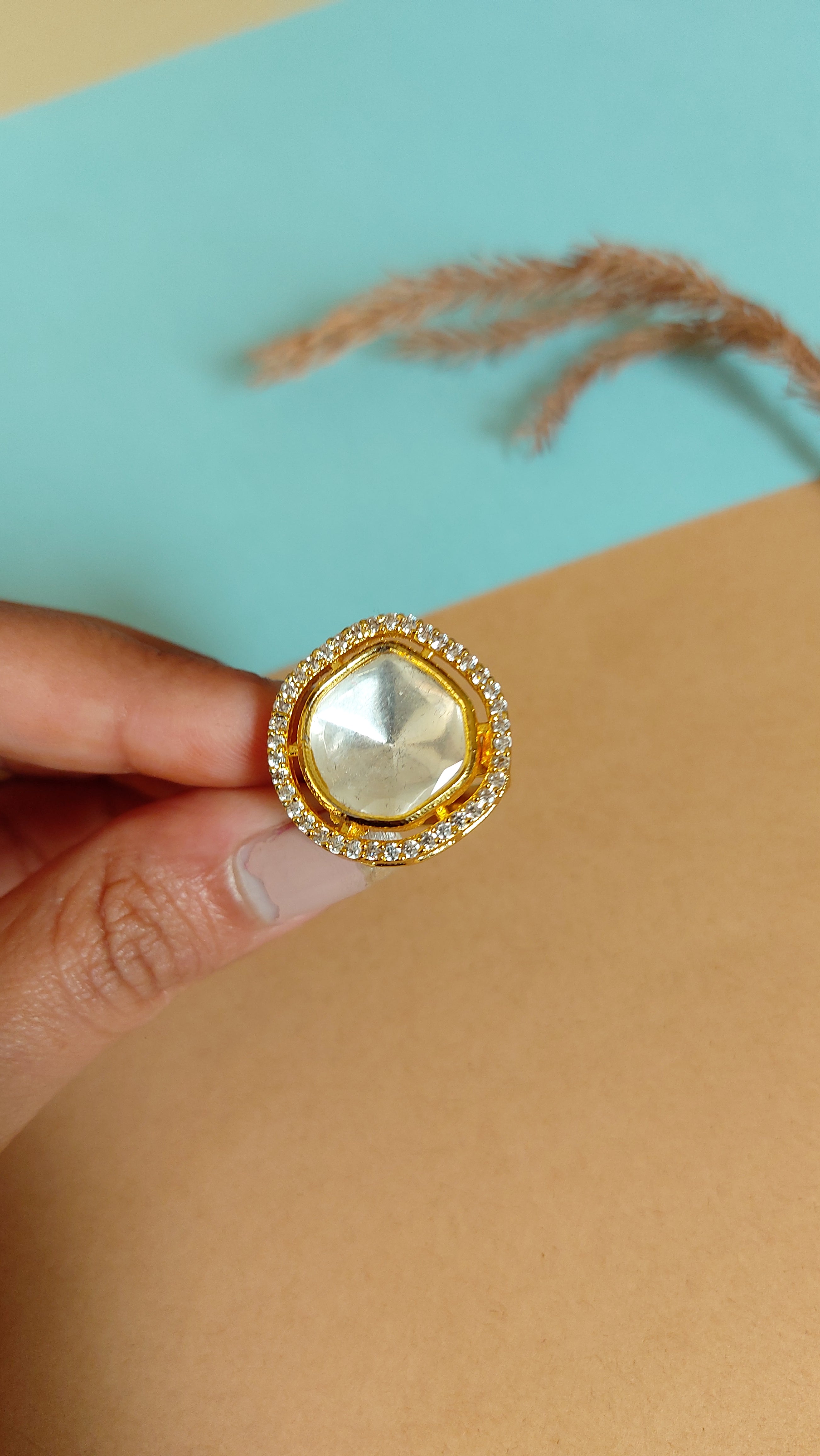 KUNDAN MOISSOINITE POLKI RING