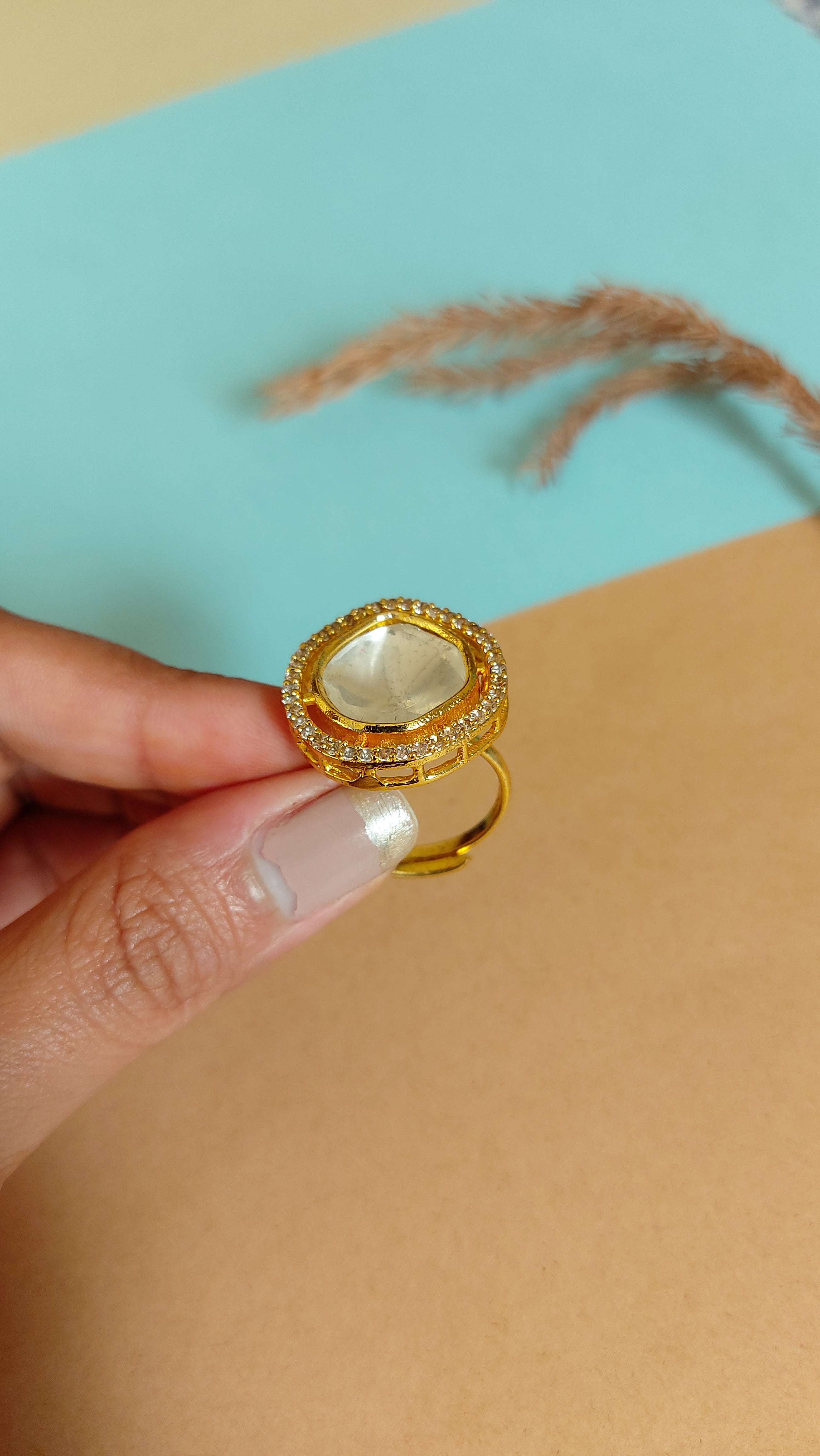 KUNDAN MOISSOINITE POLKI RING