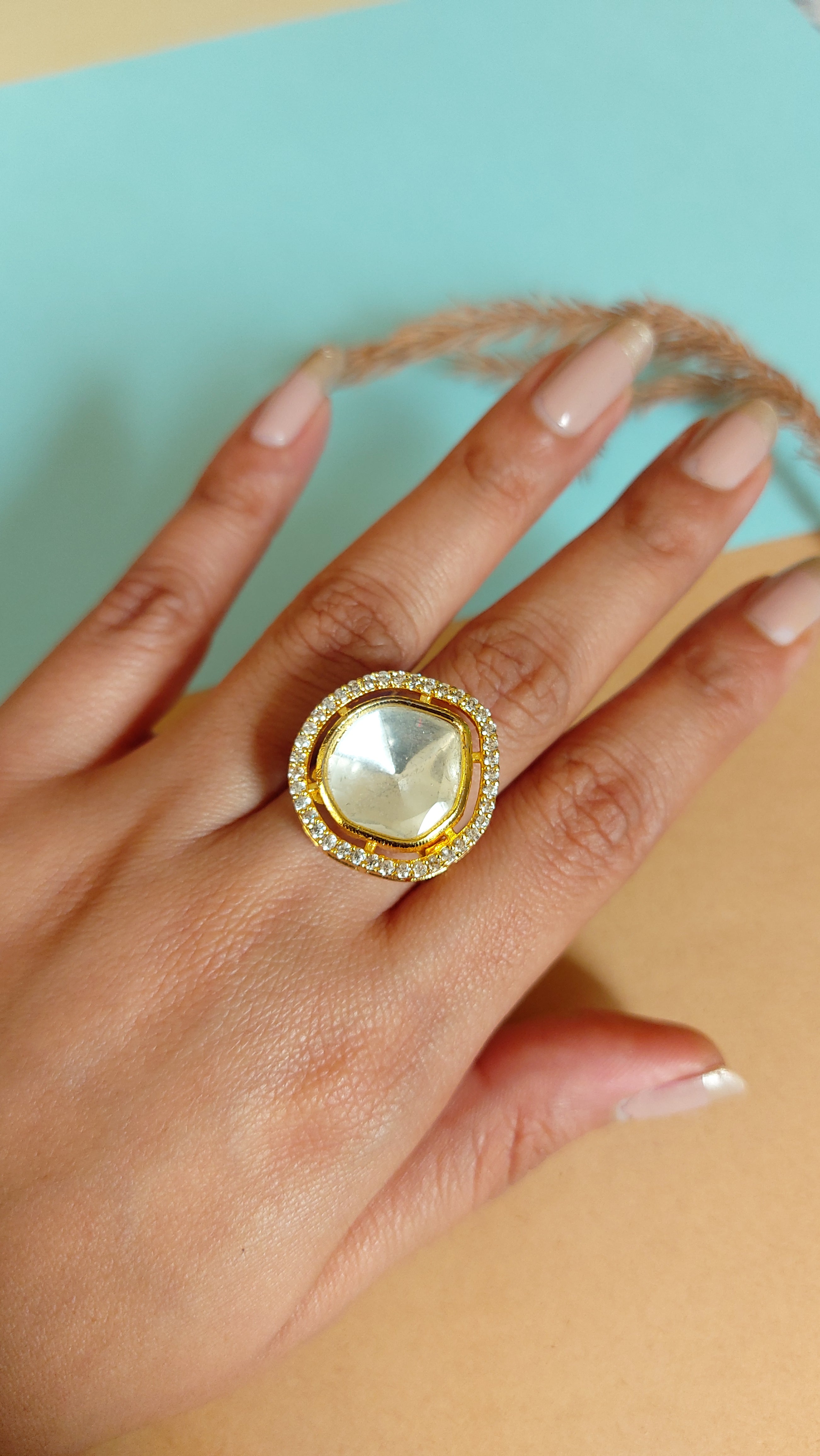 KUNDAN MOISSOINITE POLKI RING