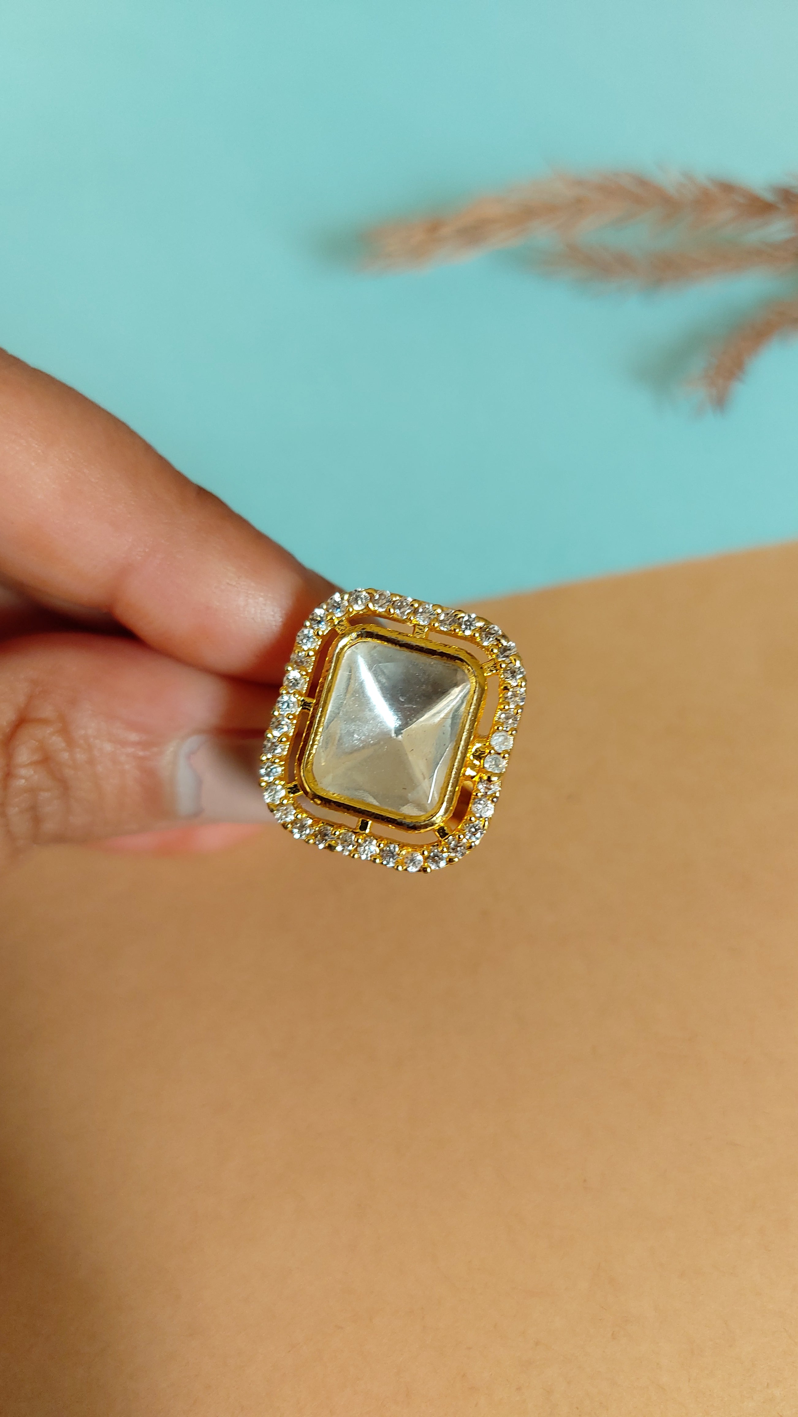 KUNDAN MOISSOINITE POLKI RING