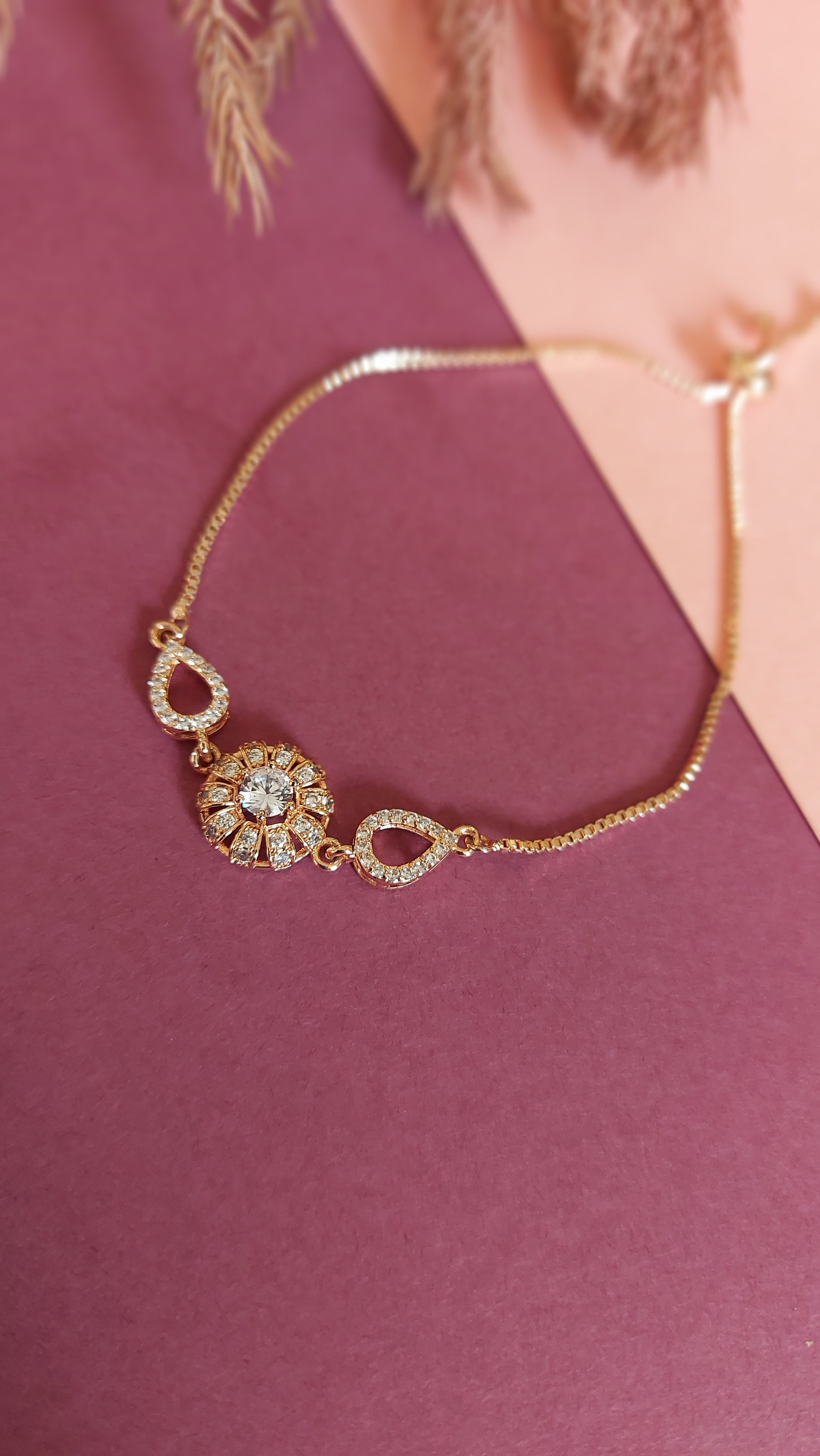 AMERICAN DIAMOND ADJUSTABLE CHAIN BRACELET