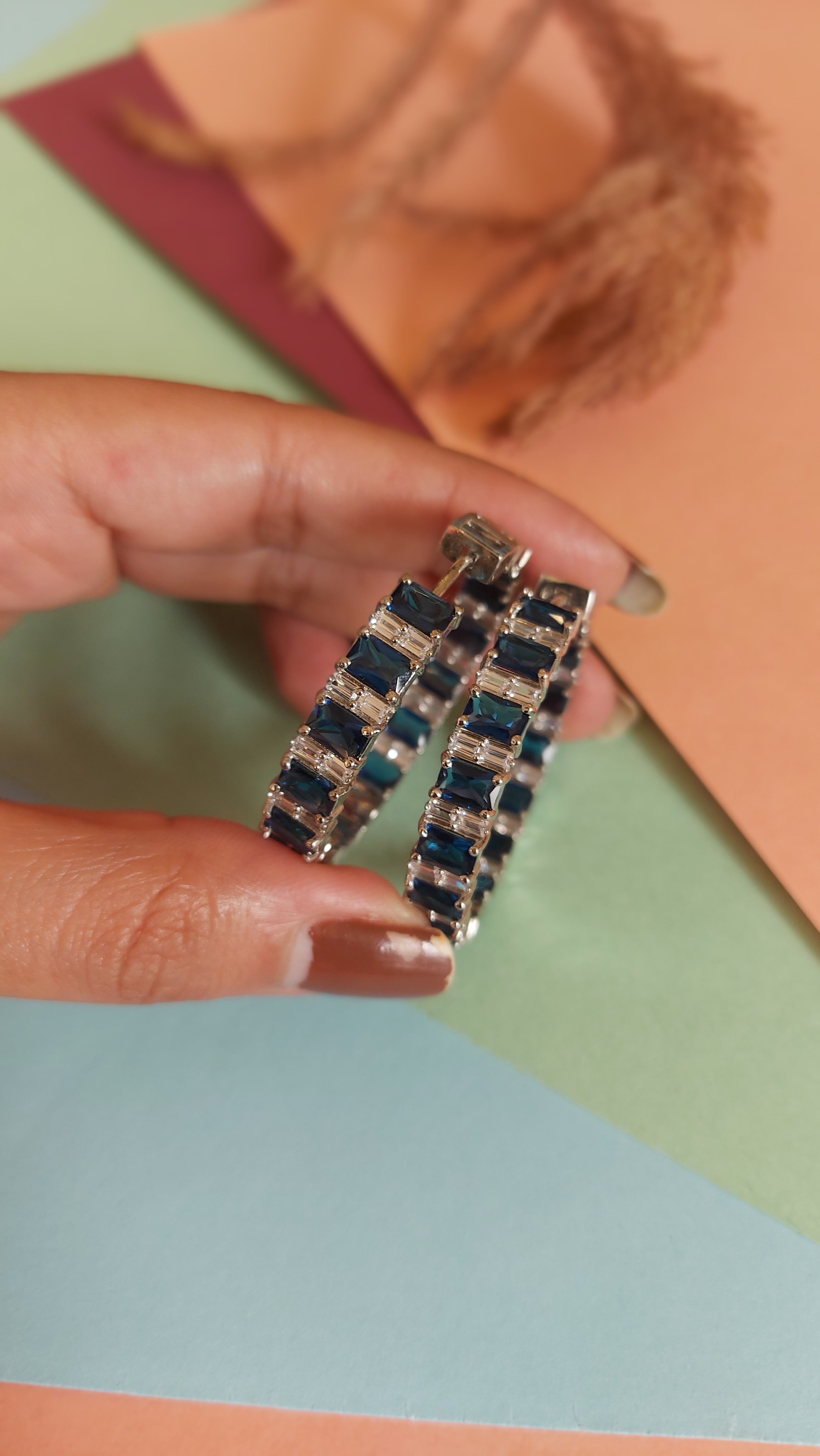 AMERICAN DIAMOND HOOP EARRINGS