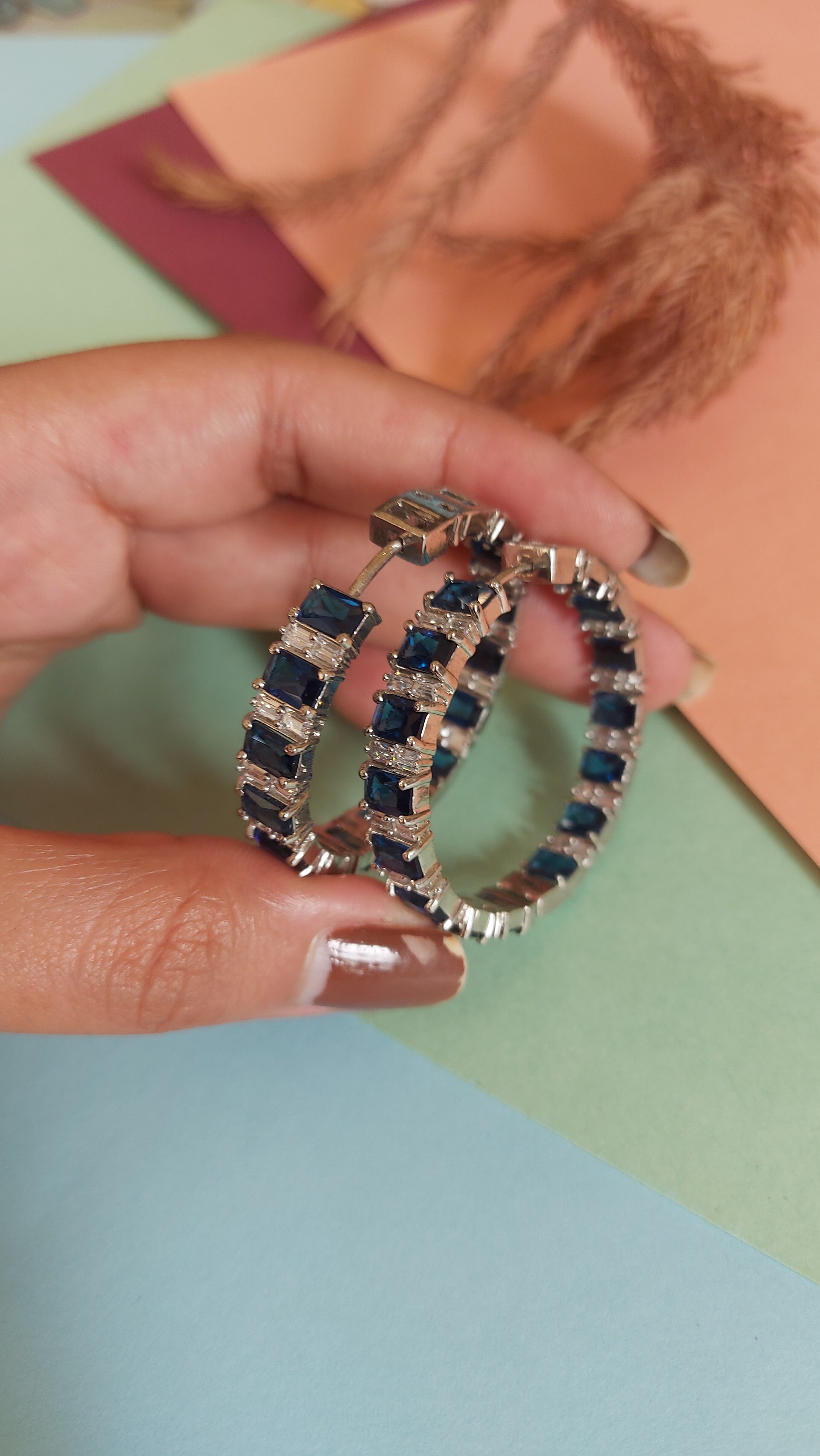 AMERICAN DIAMOND HOOP EARRINGS