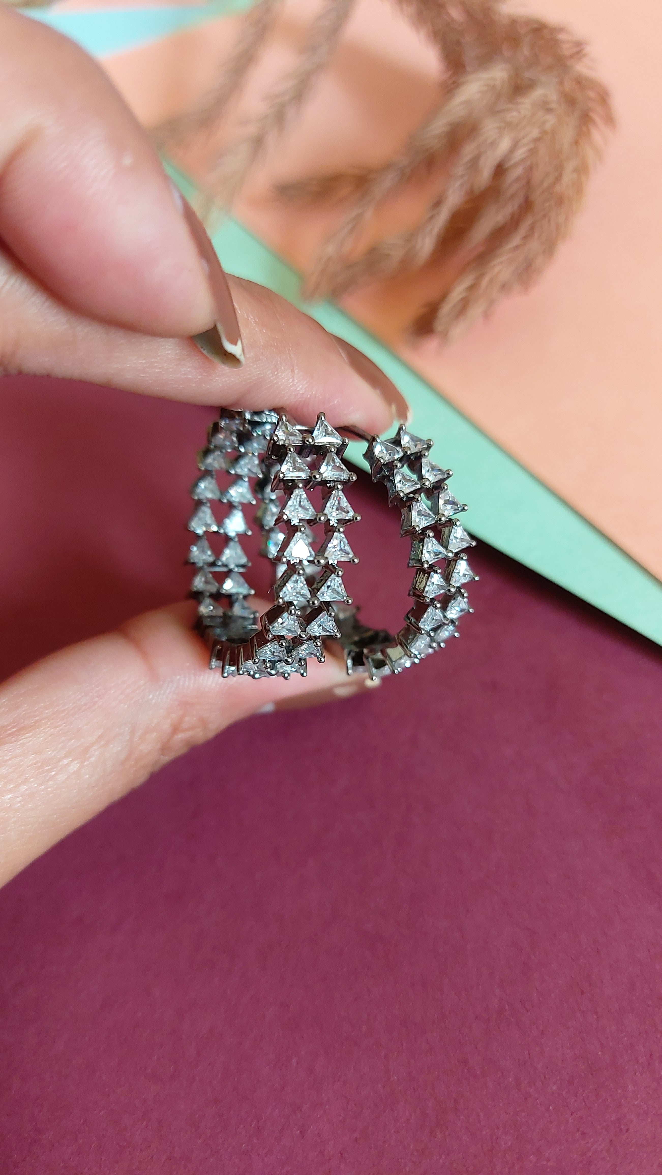 AMERICAN DIAMOND HOOP EARRINGS