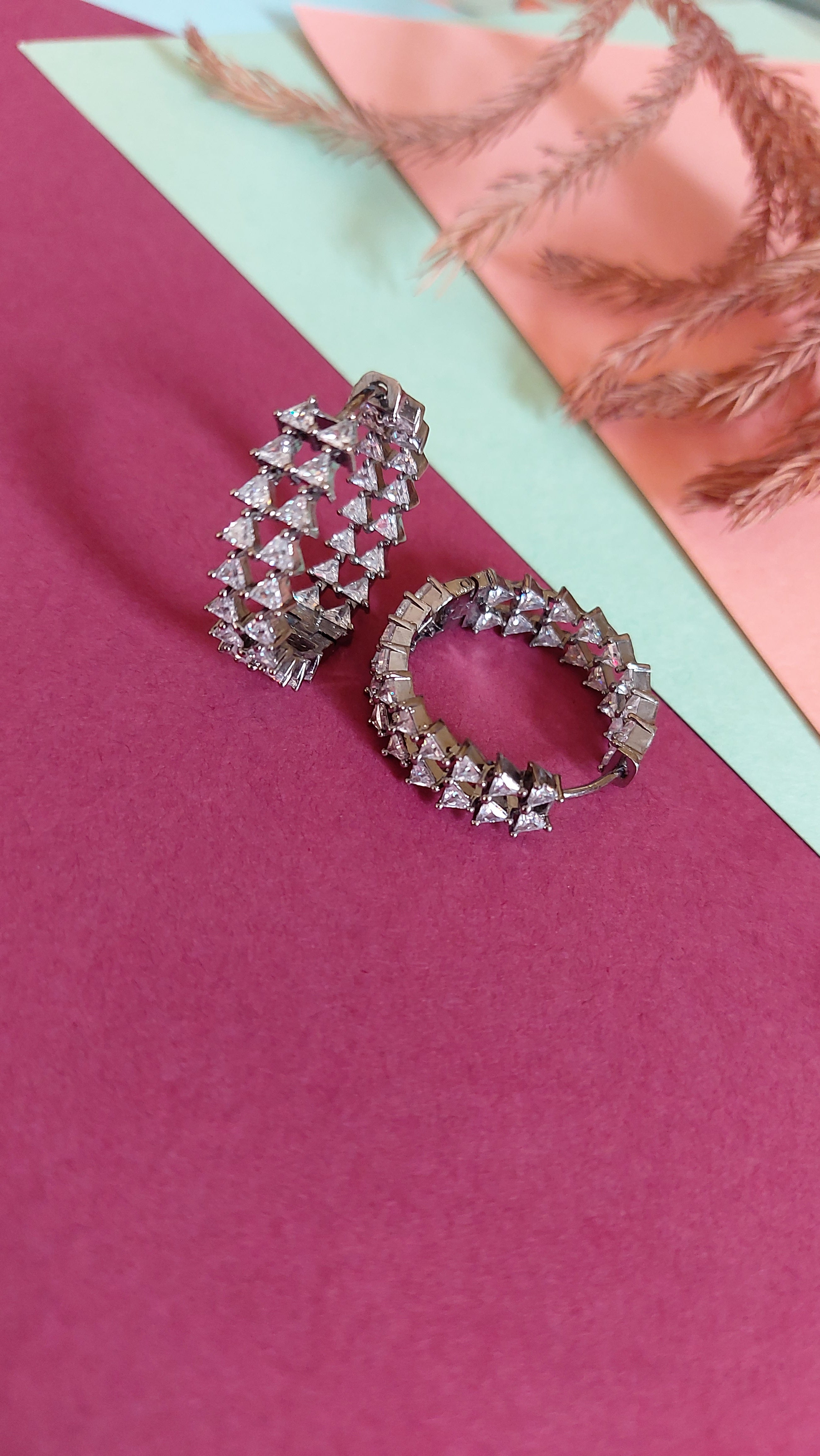 AMERICAN DIAMOND HOOP EARRINGS