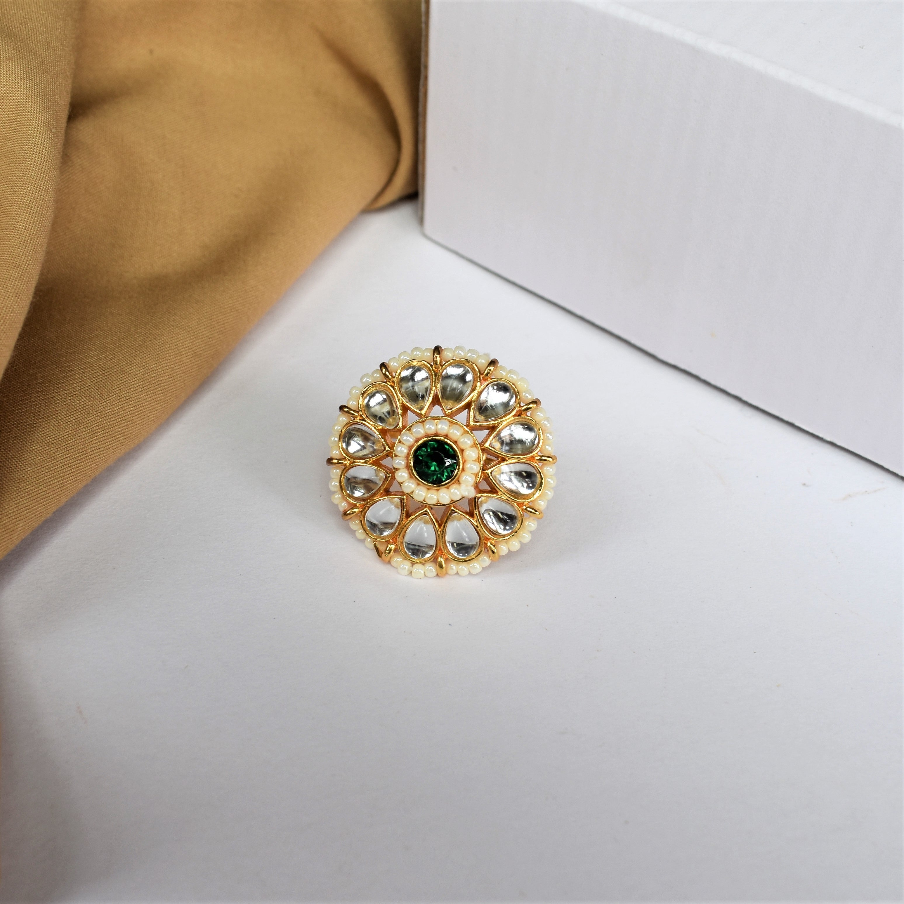 Ikya Kundan Adjustable Statement Ring