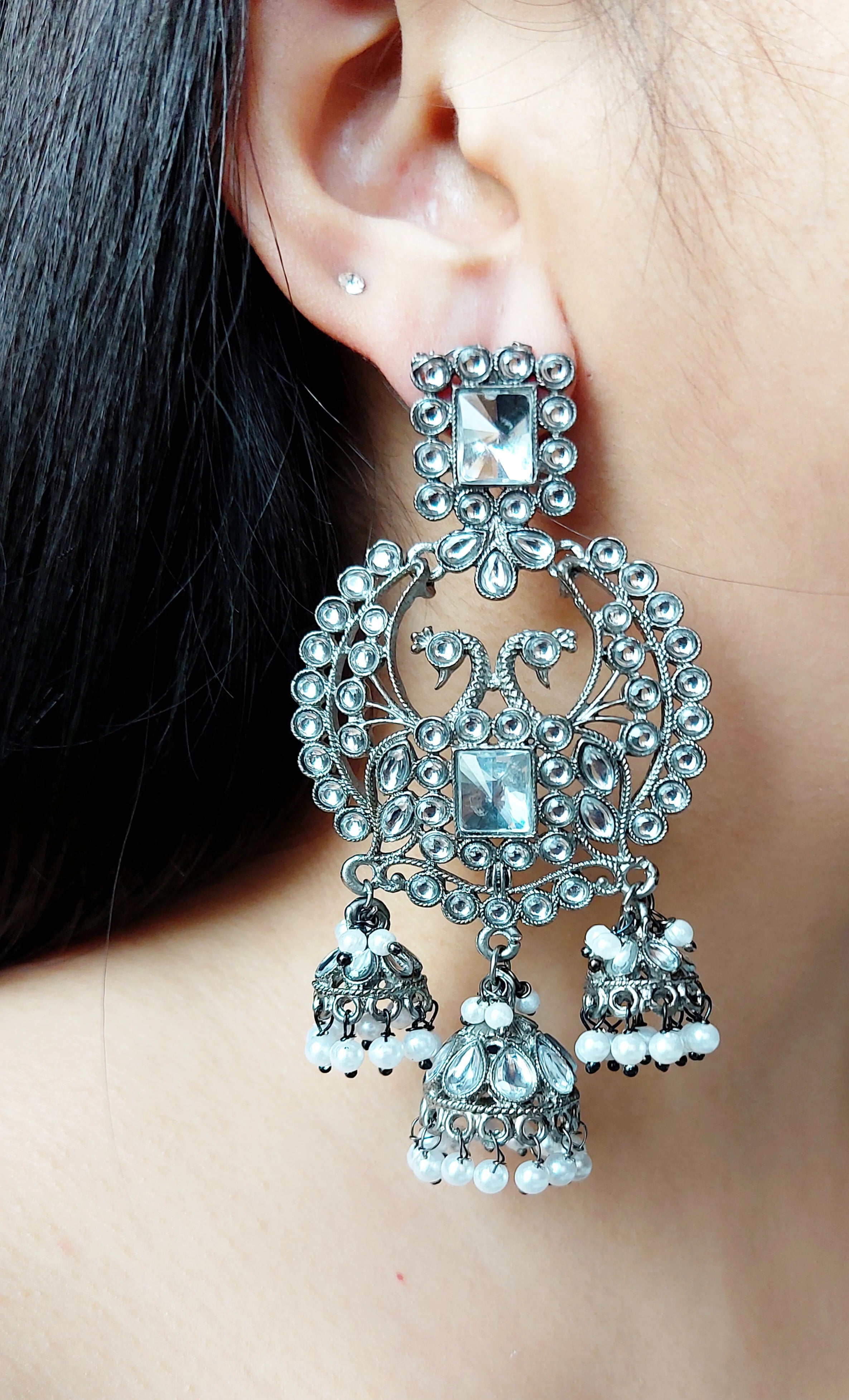 OXIDISED SILVER EARRING