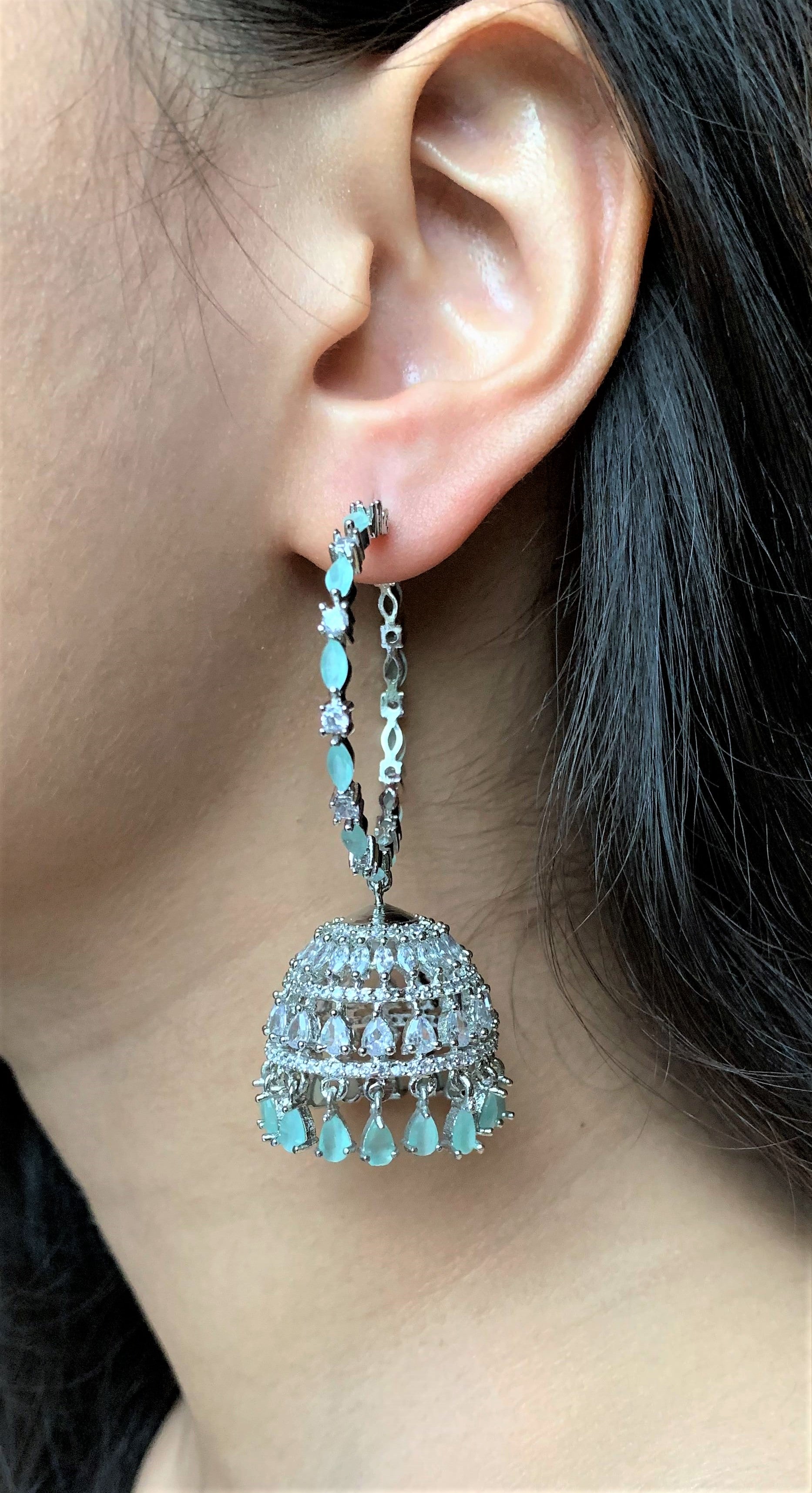 MADELYN AMERICAN DIAMOND MINT JHUMKI
