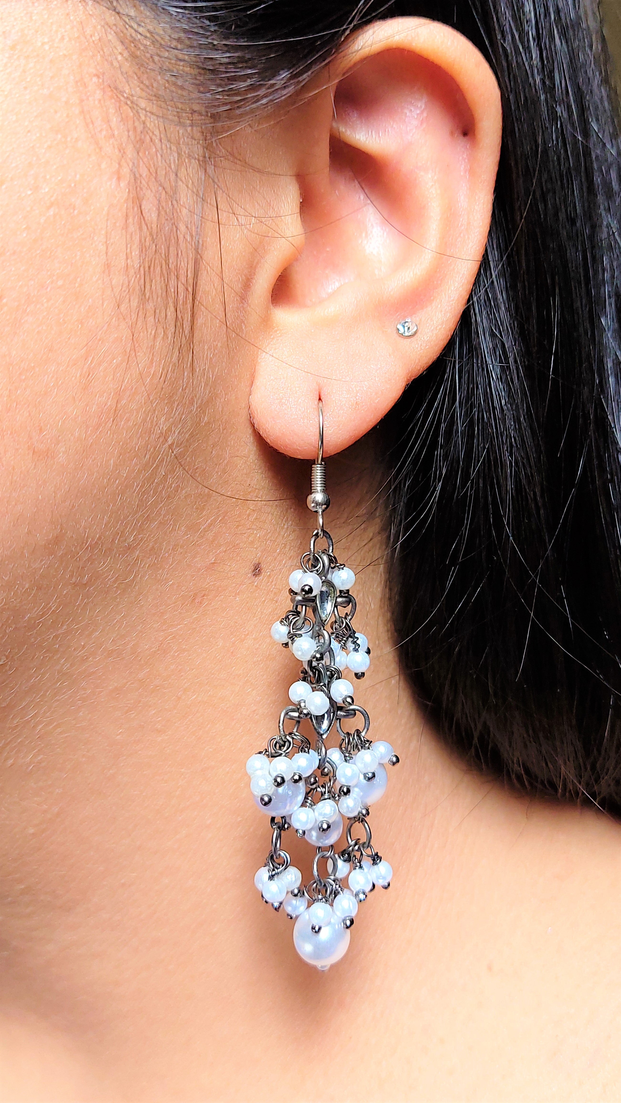 OXIDISED SILVER HOOK EARRING