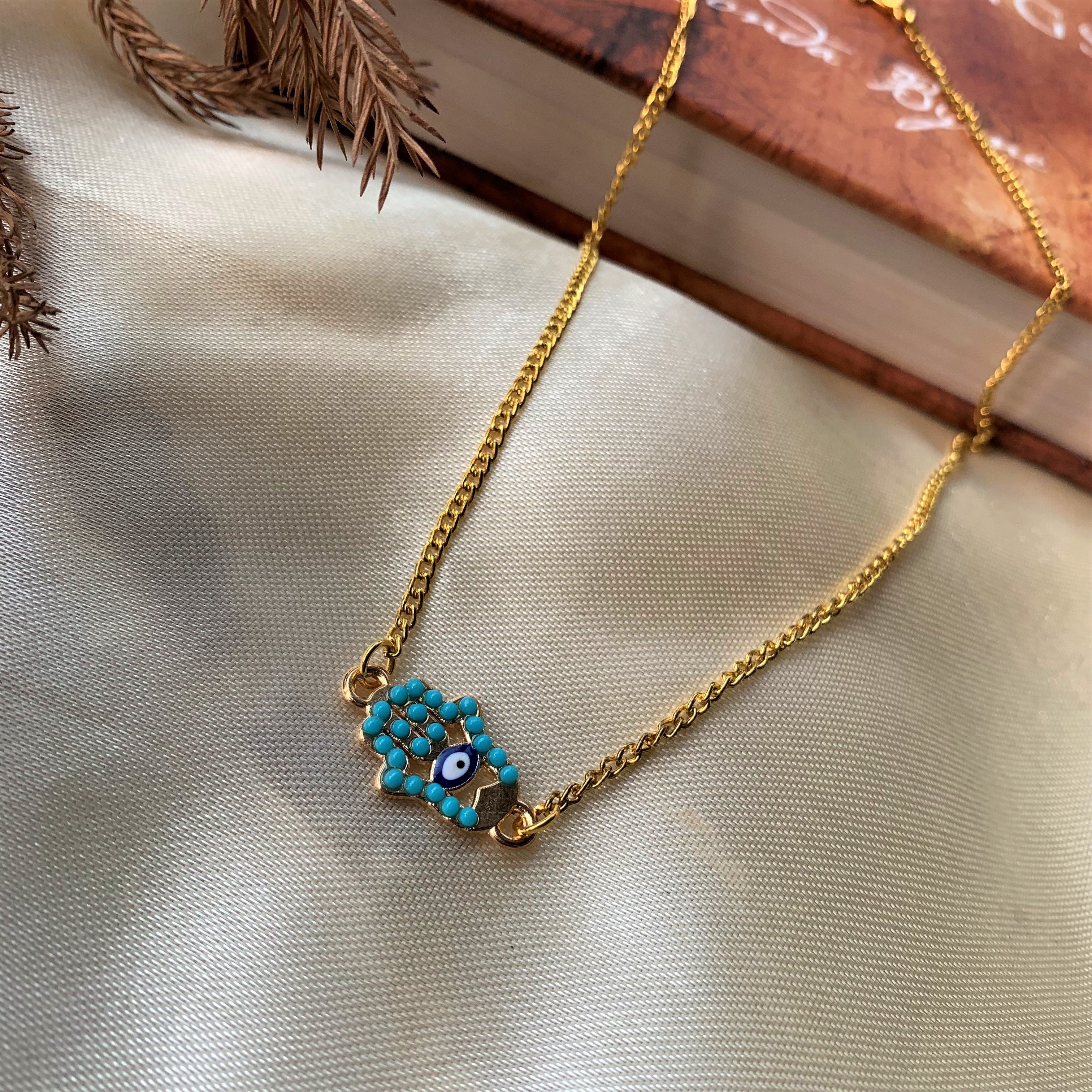 Evil Eye Turquoise Hamsa Hand Pendant