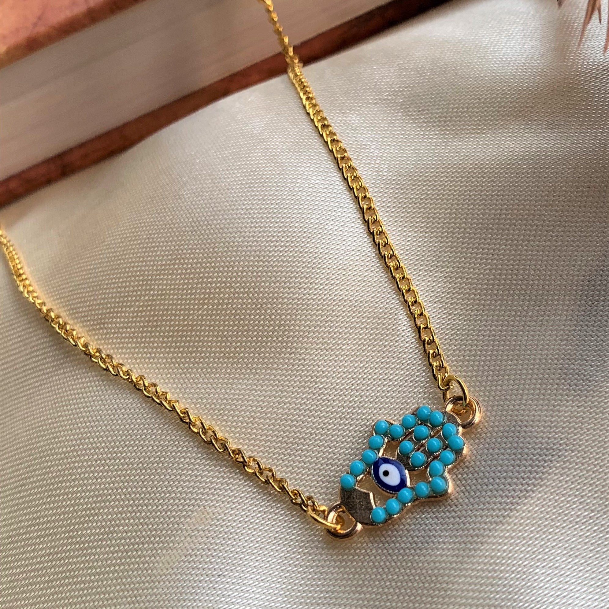 Evil Eye Turquoise Hamsa Hand Pendant