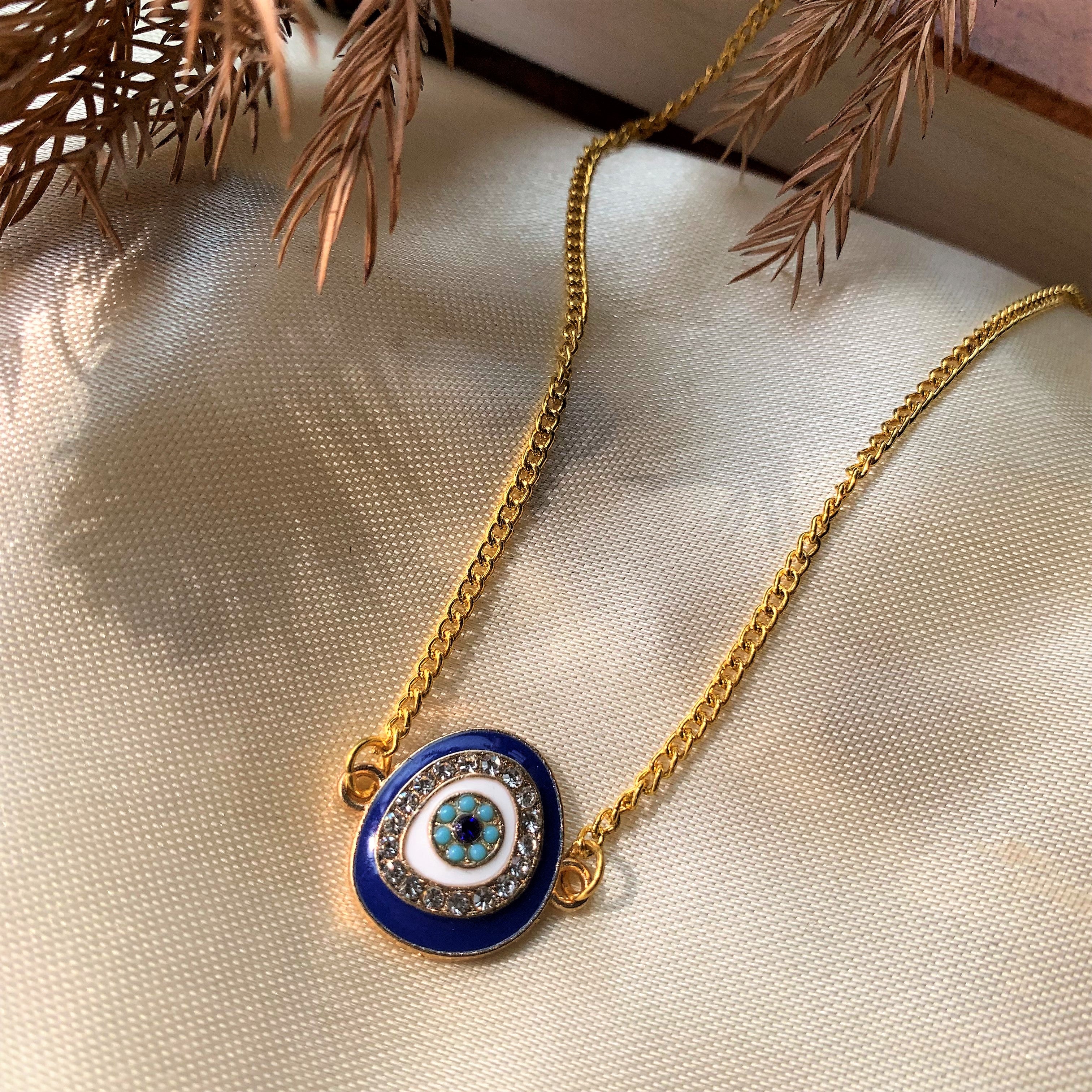 Evil Eye Pendant with American Diamonds