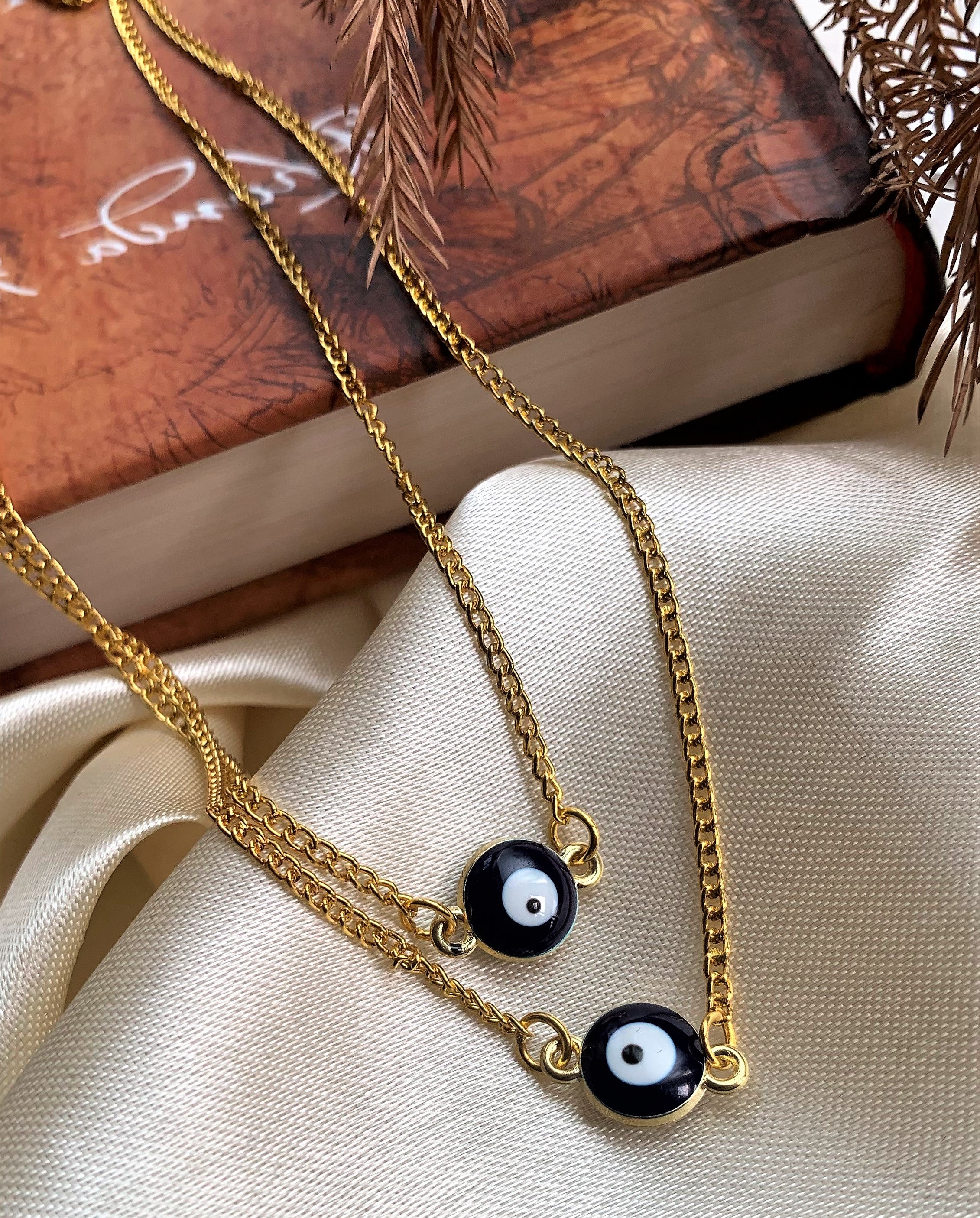 Evil Eye Double Layered Chain Pendant