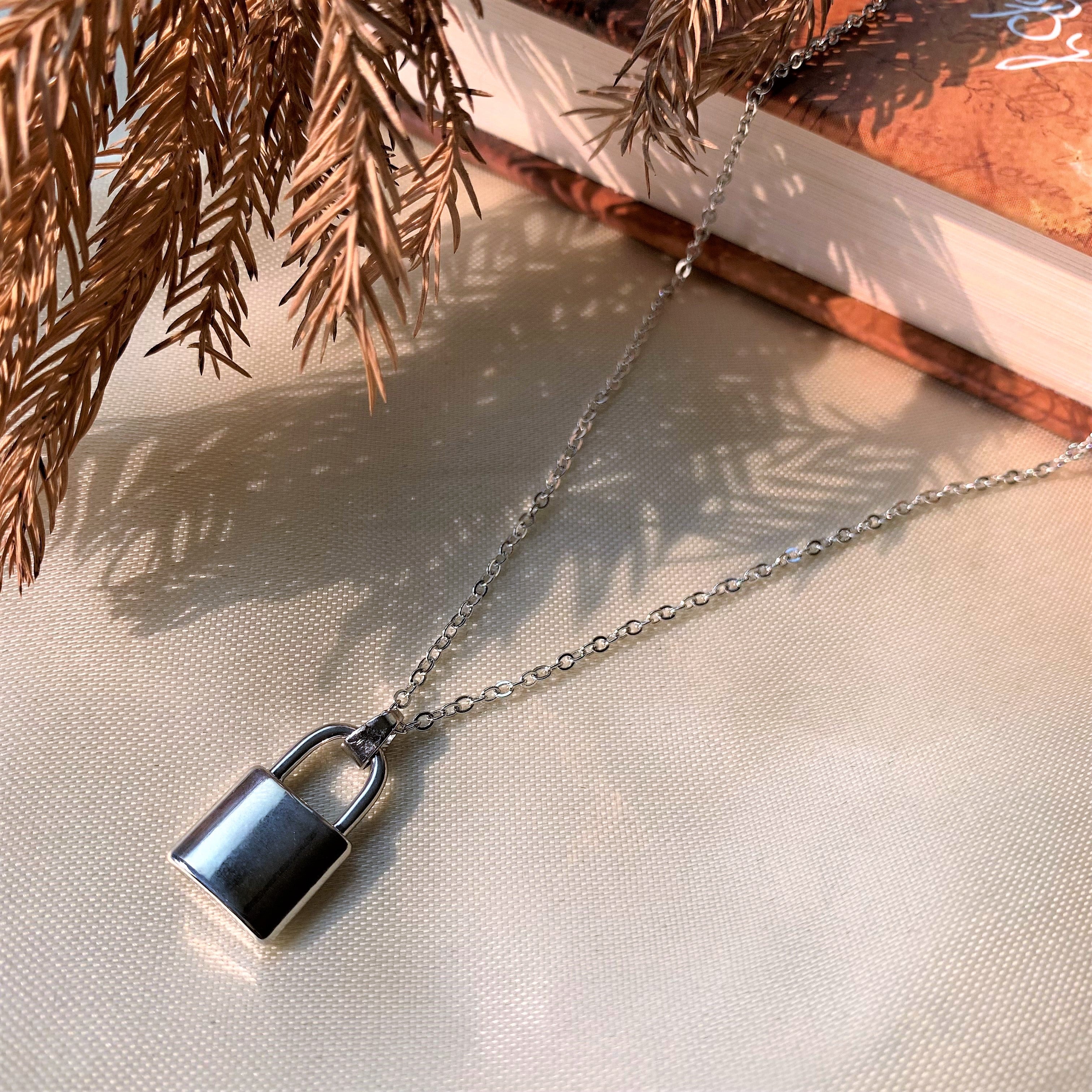 Silver Plated Lock Element Pendant