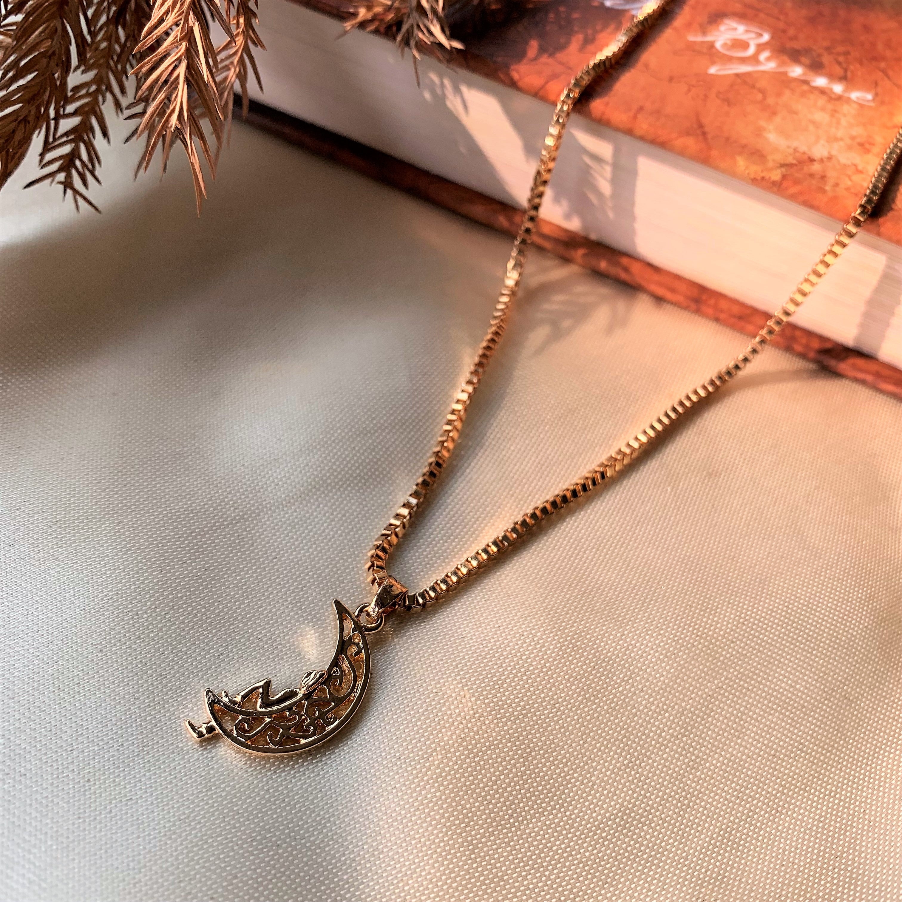 Gold Plated Half Moon Pendant