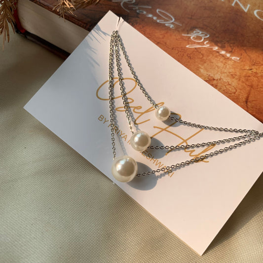 Silver Plated Triple Layered Pearl Pendant