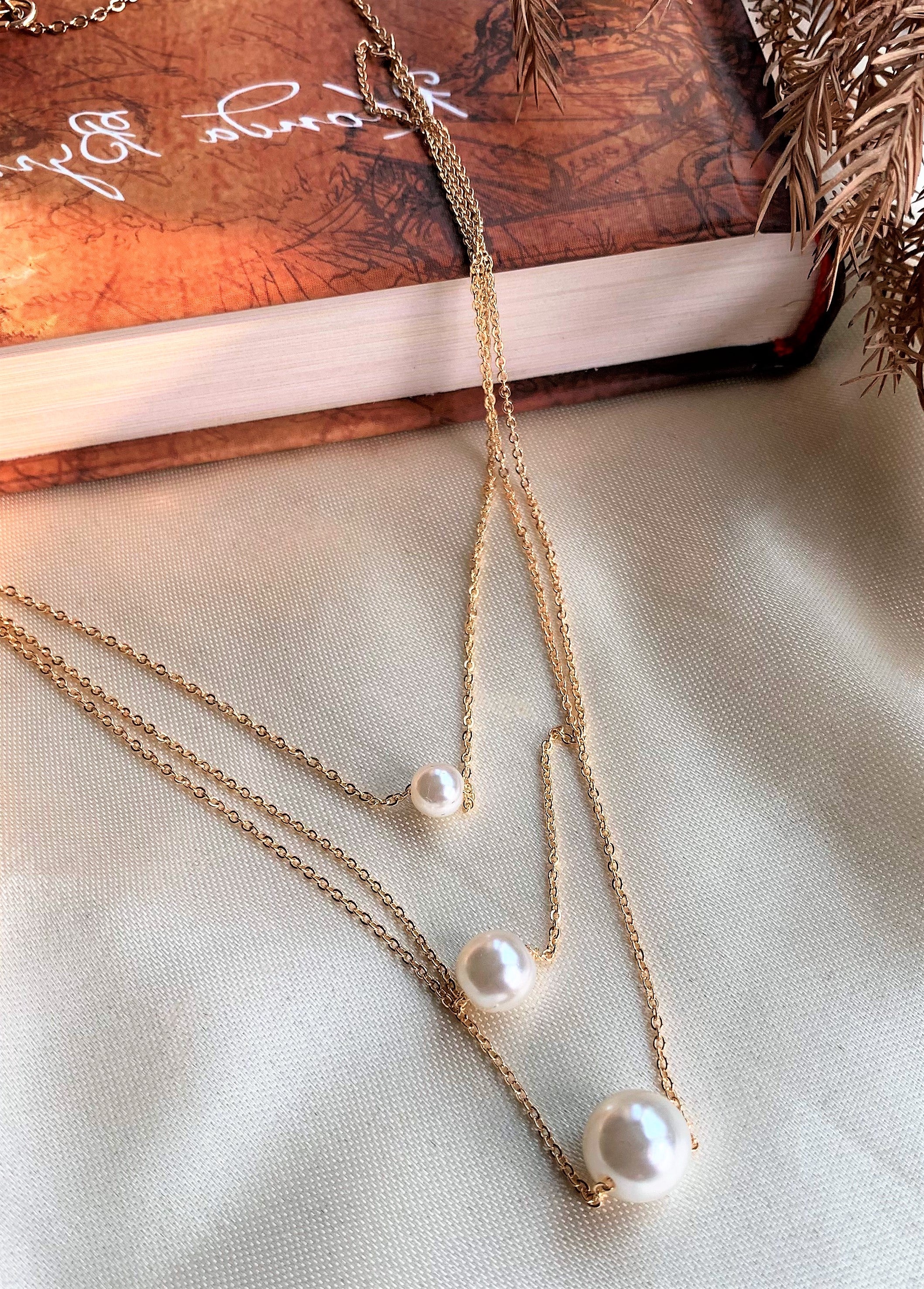 Gold Plated Triple Layered Pearl Pendant
