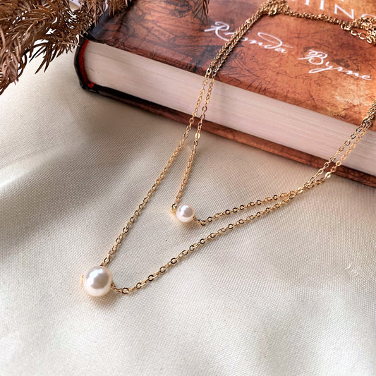 Gold Plated Double Layered Pearl Pendant
