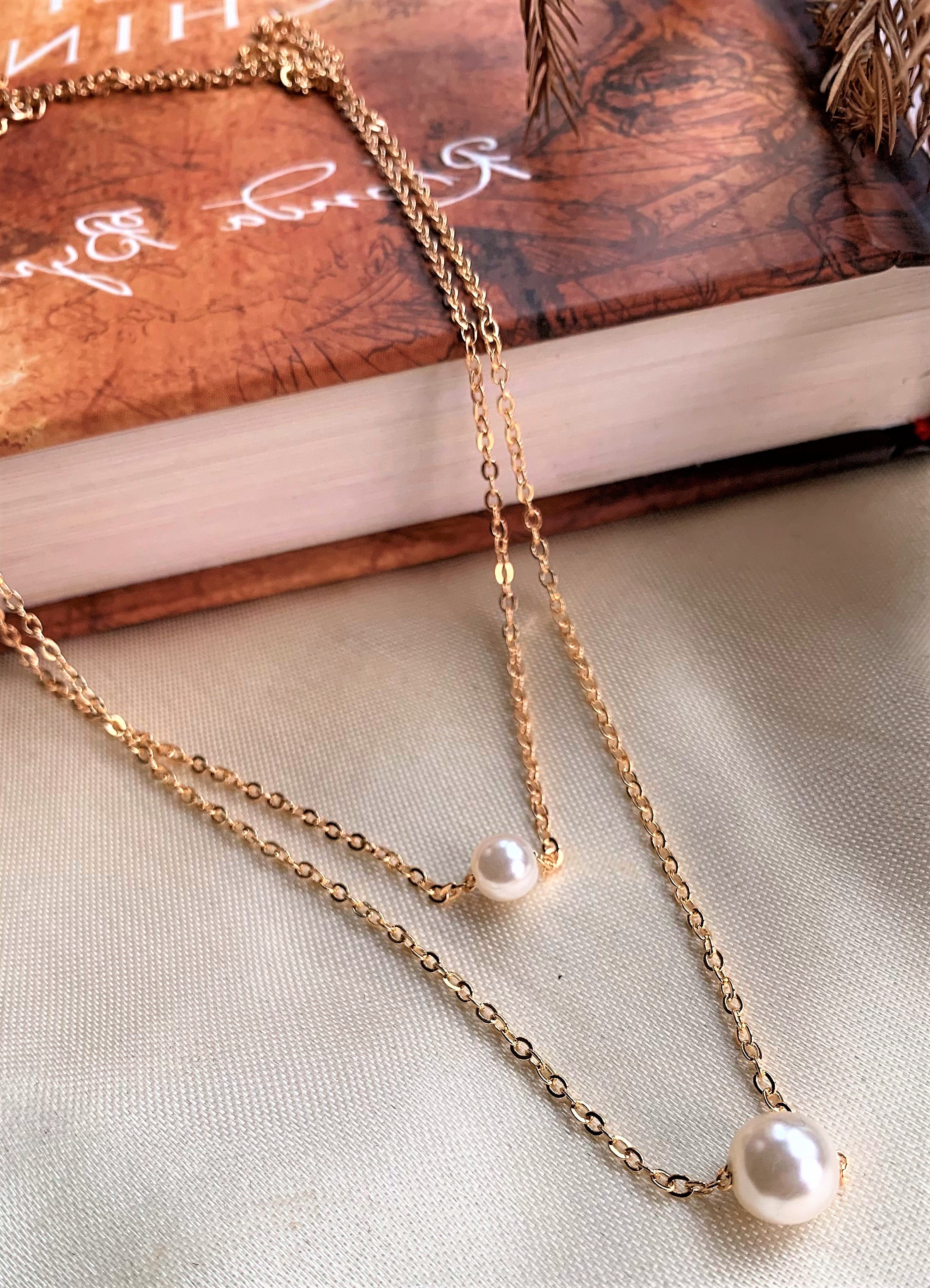 Gold Plated Double Layered Pearl Pendant
