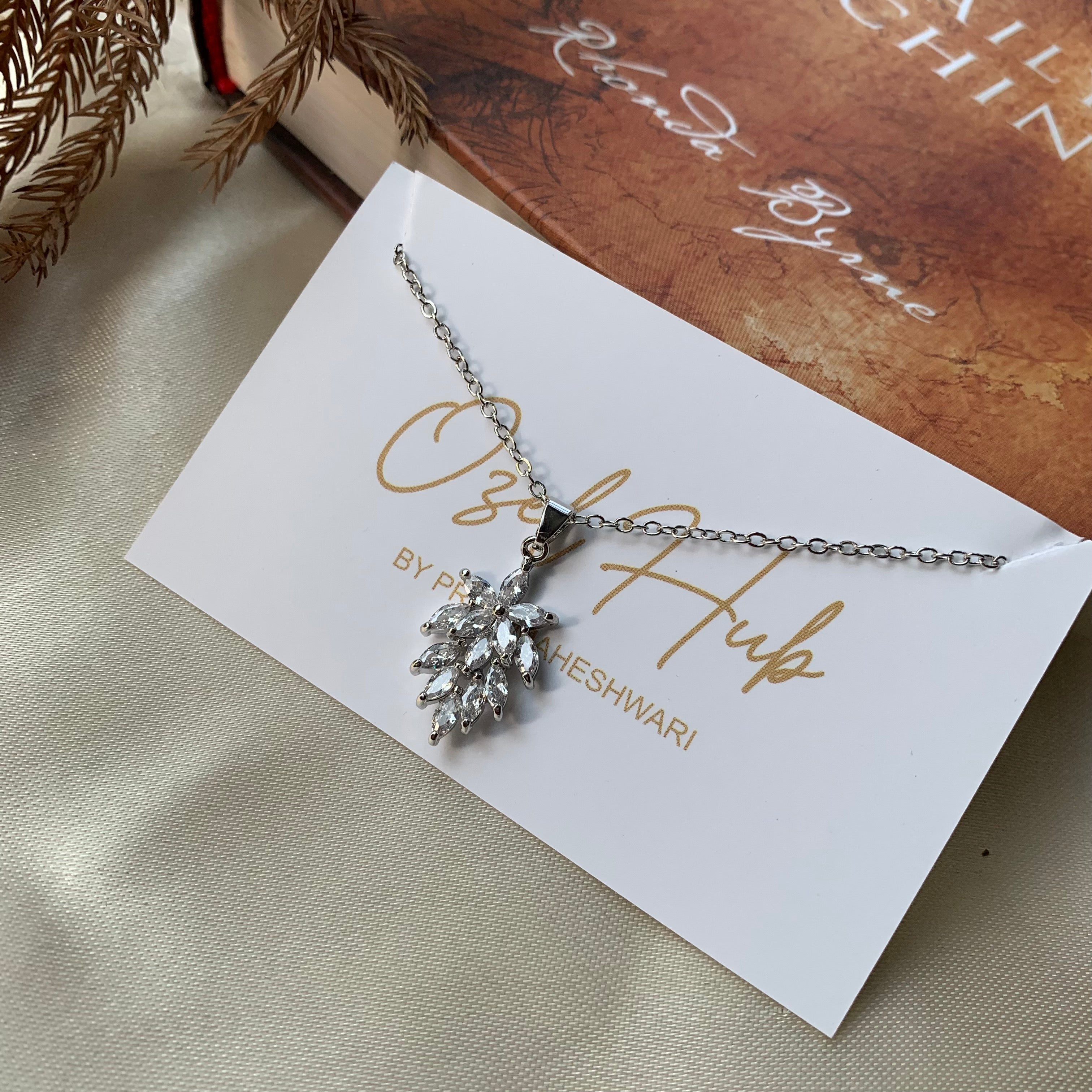 Silver Plated American Diamond Marquise Pendant