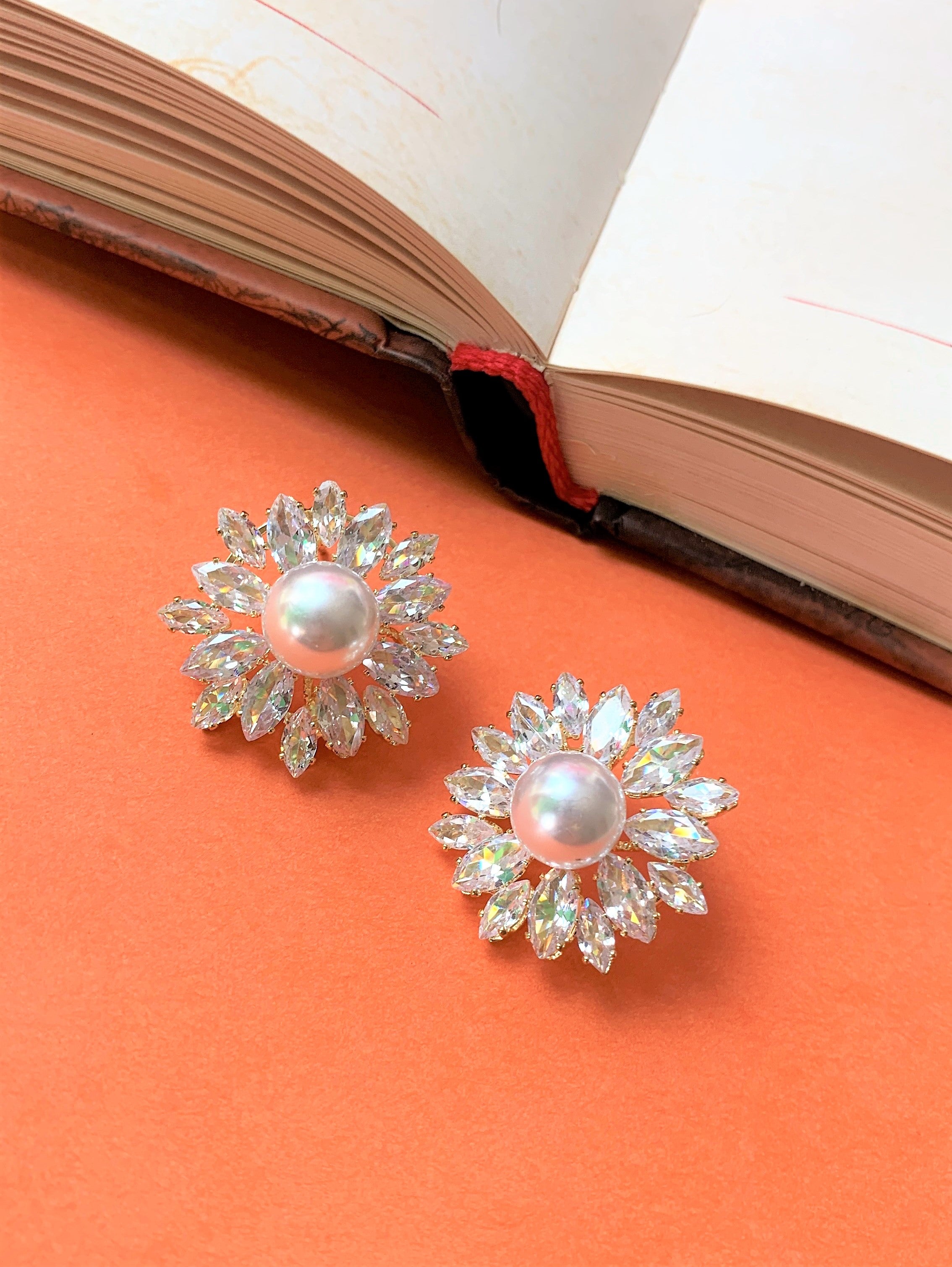 Gold Plated American Diamond Round Ear Studs