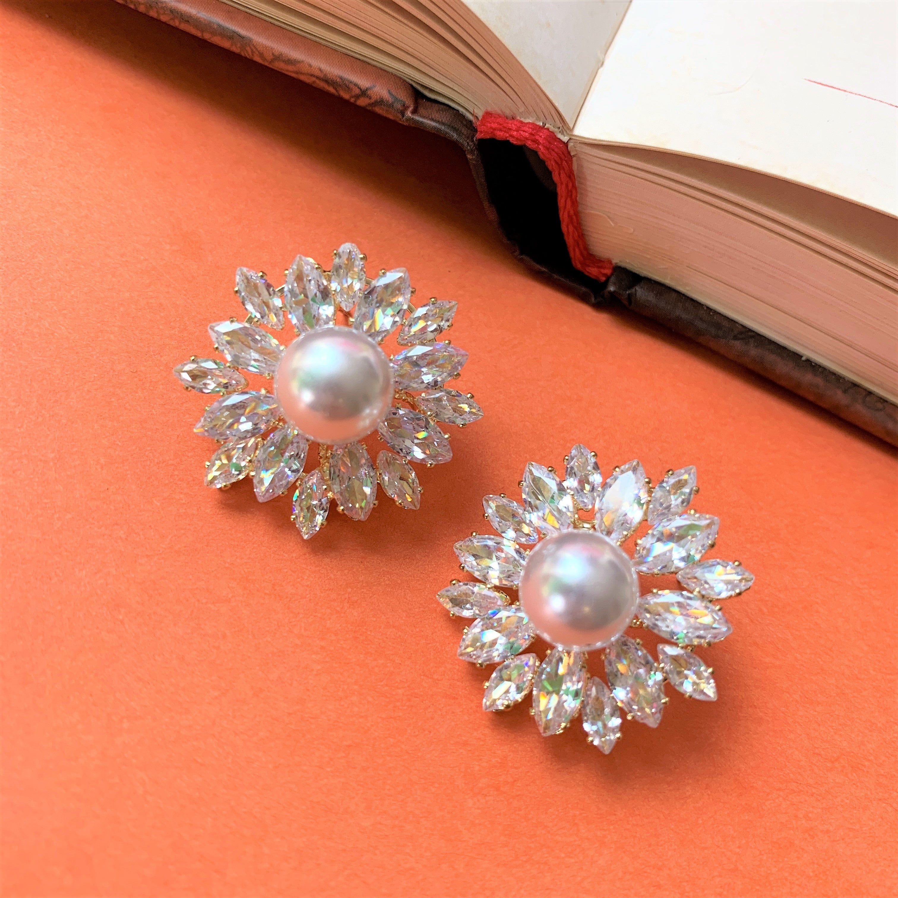 Gold Plated American Diamond Round Ear Studs