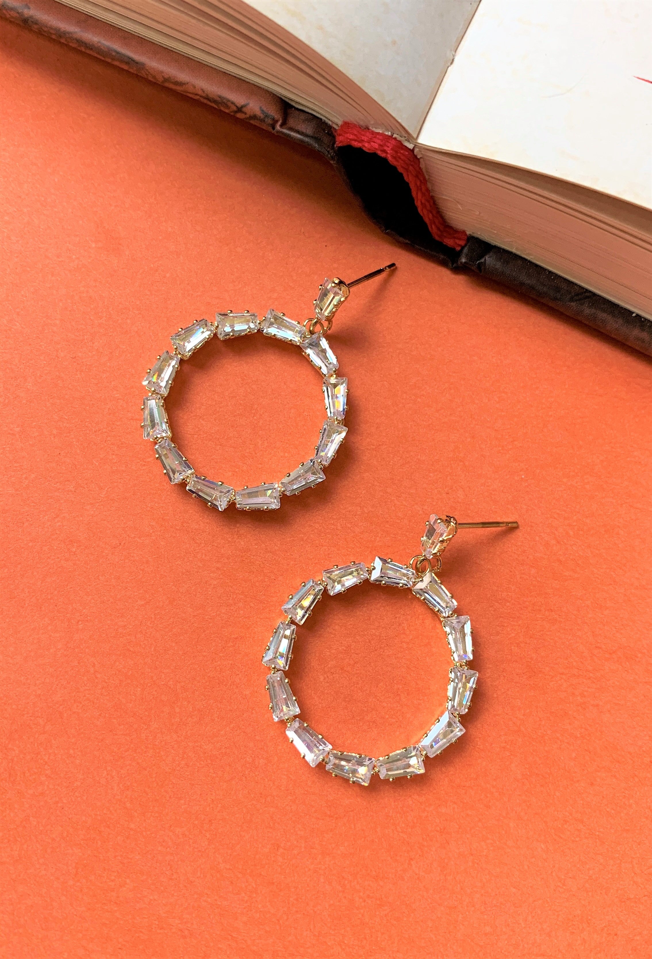 Gold Plated American Diamond Round Dangler Earring