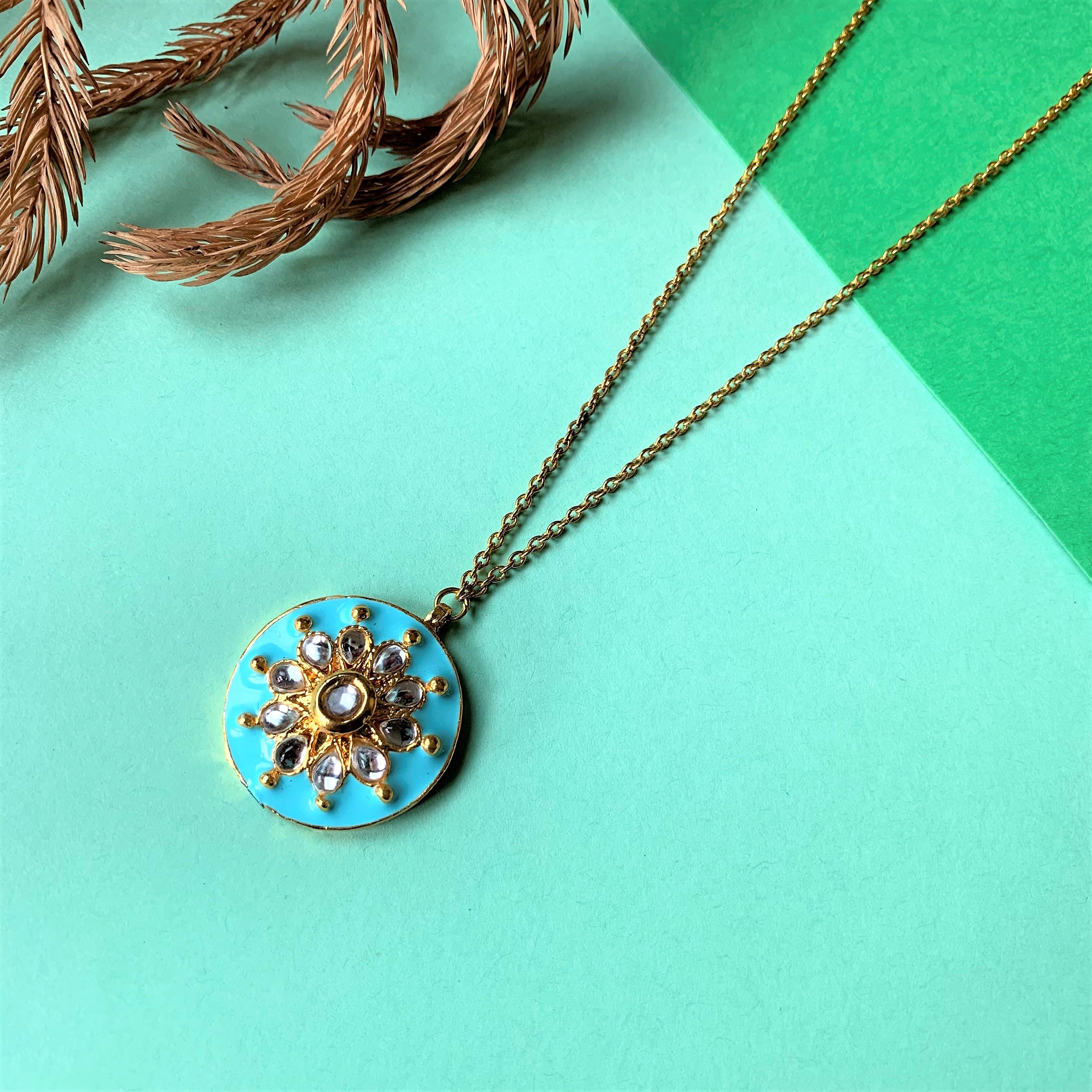 Kundan Element with Turquoise Enamel Necklace