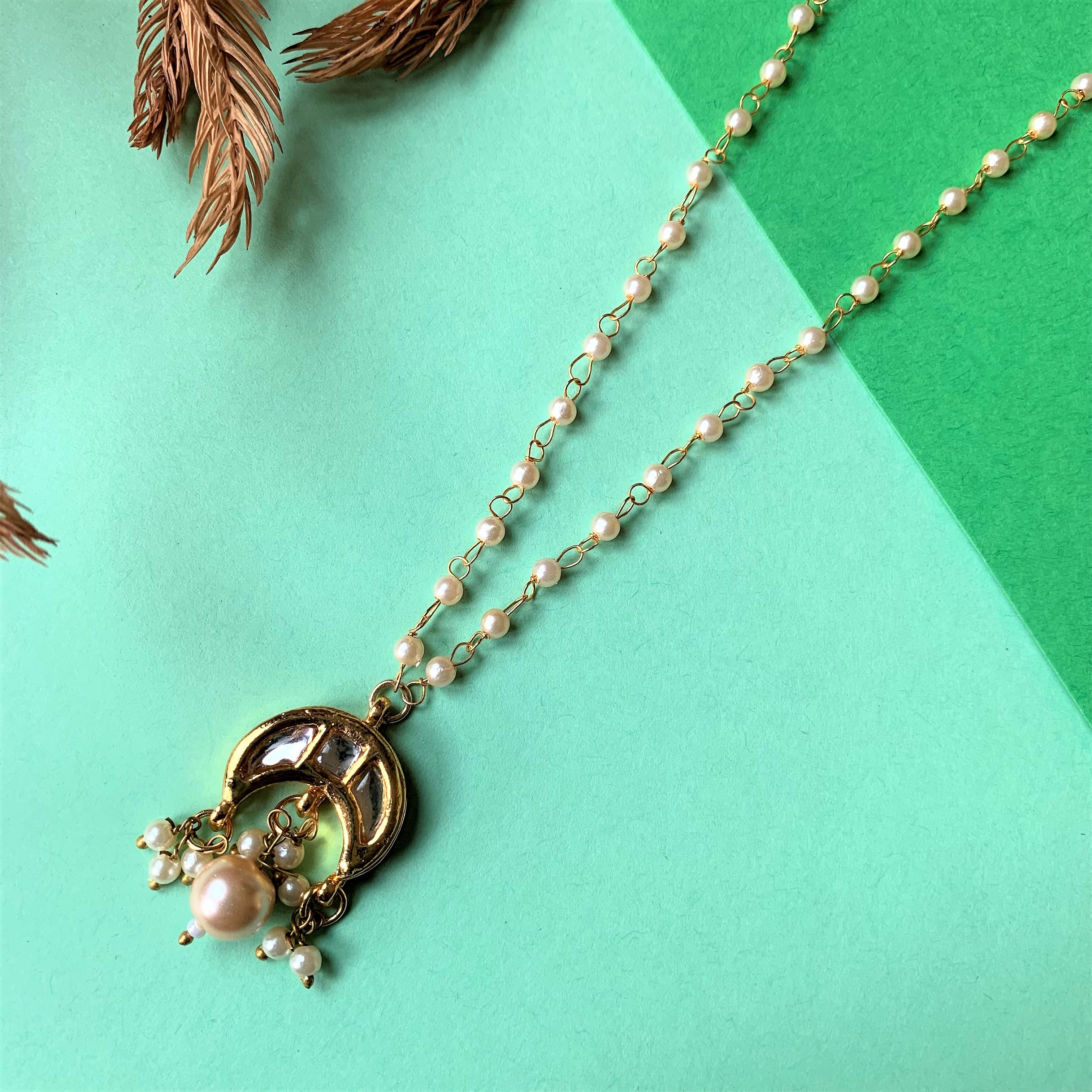 Half Moon Kundan Element with Pearl String Necklace