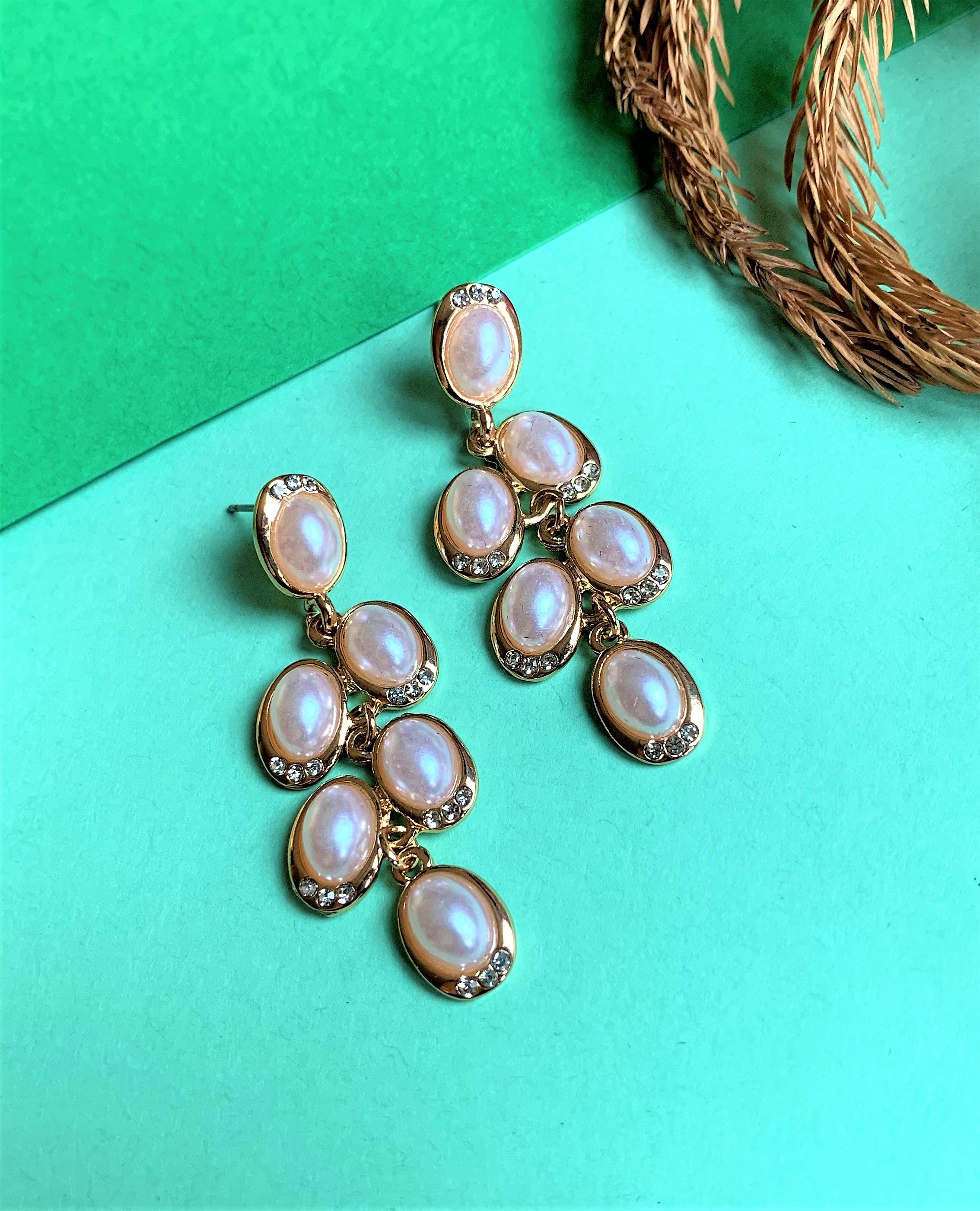 Gold Plated Pearl Flexible Dangler Earring