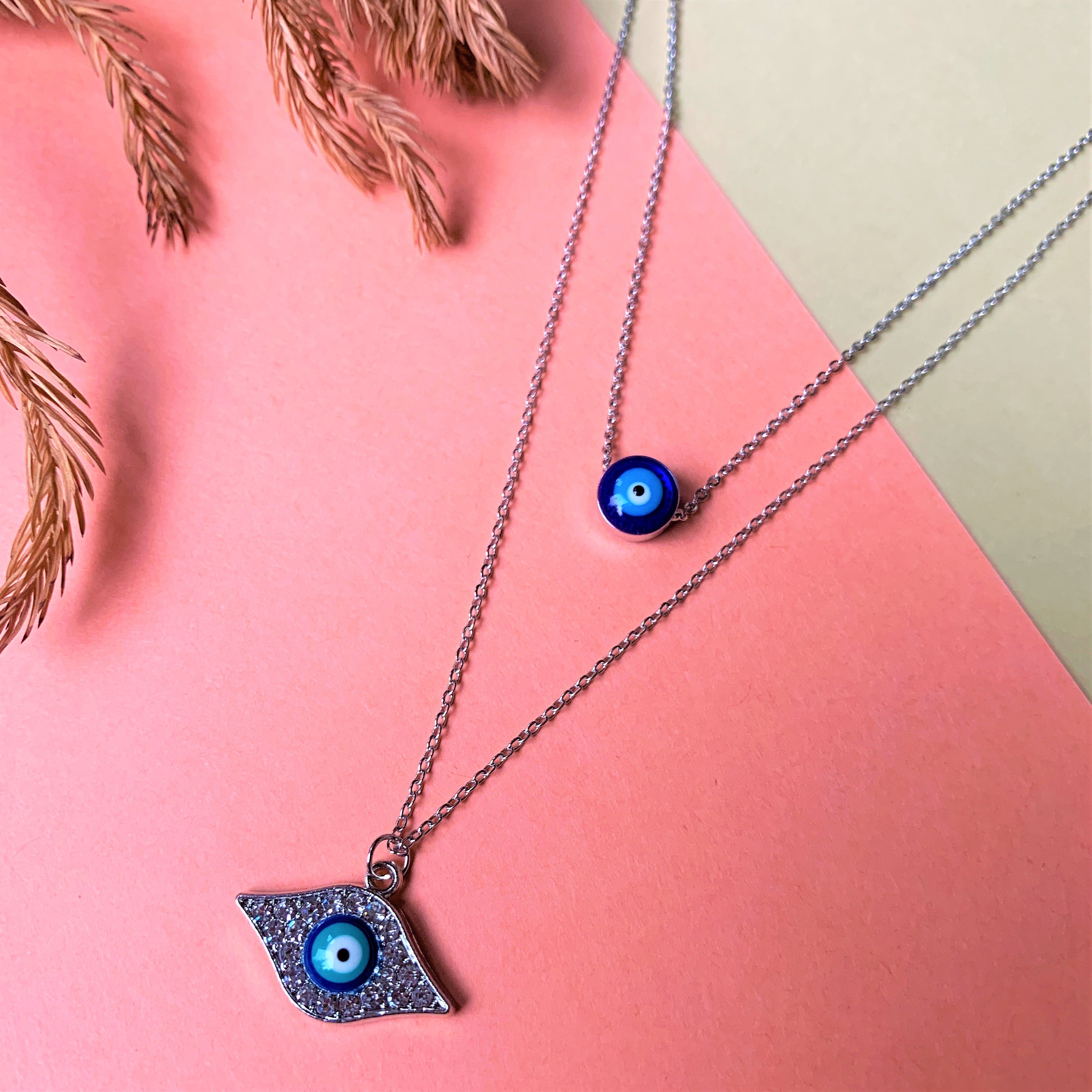 Silver Plated American Diamond Evil Eye Pendent
