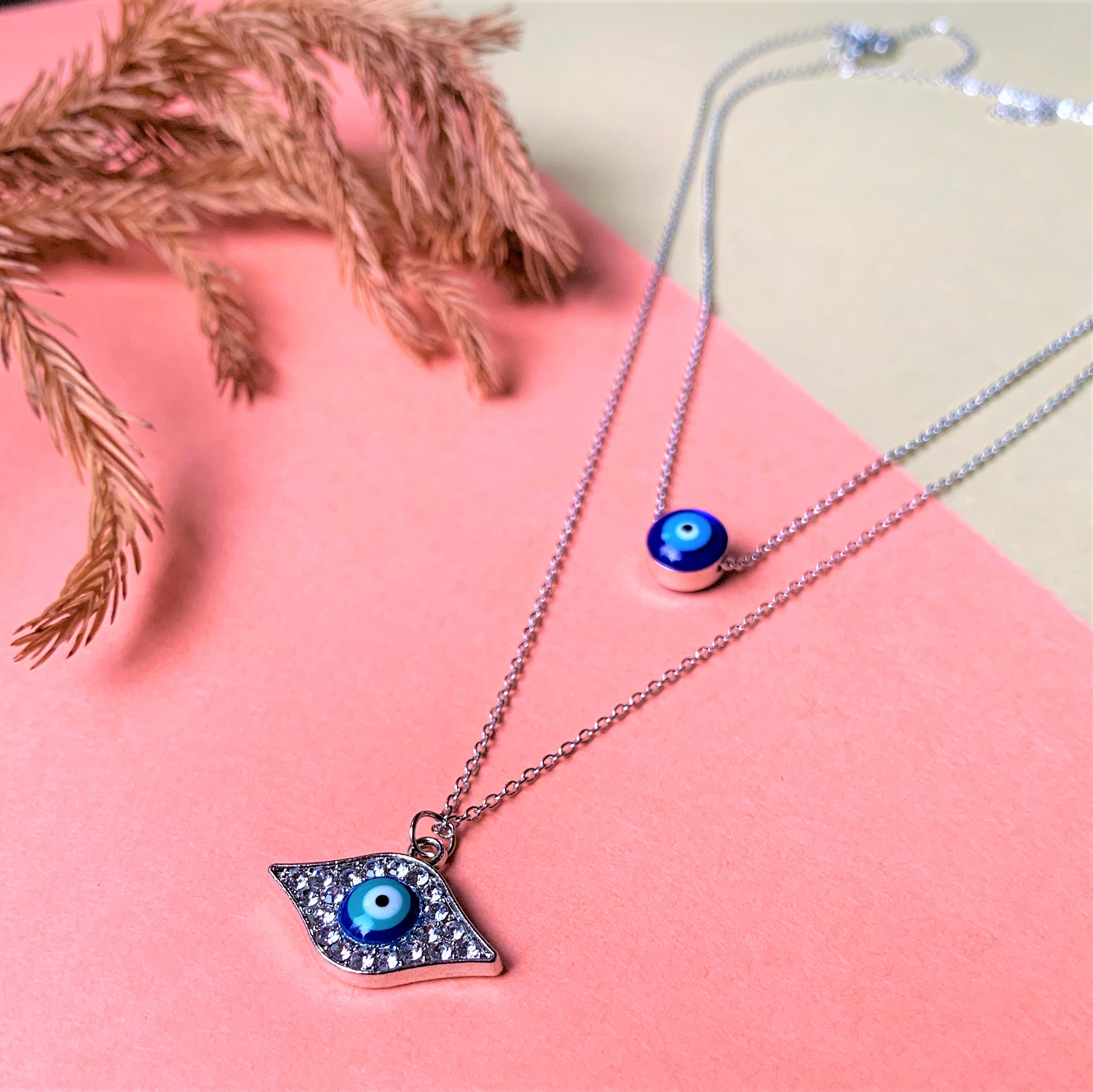 Silver Plated American Diamond Evil Eye Pendent