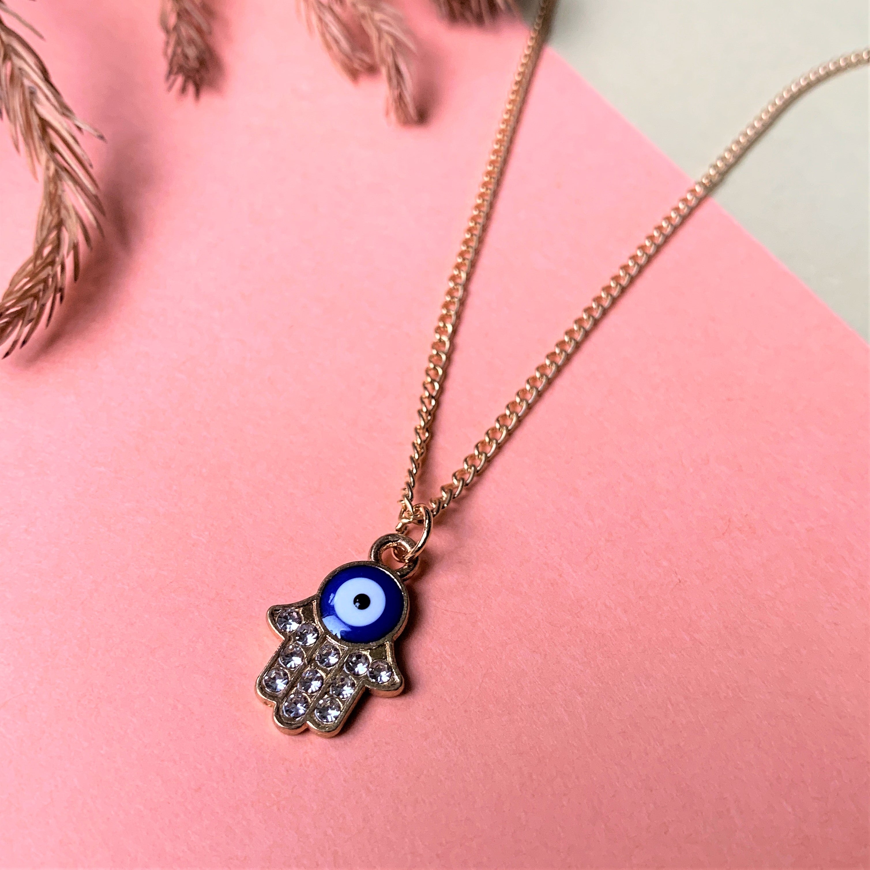 Gold Plated American Diamond Evil Eye Pendent