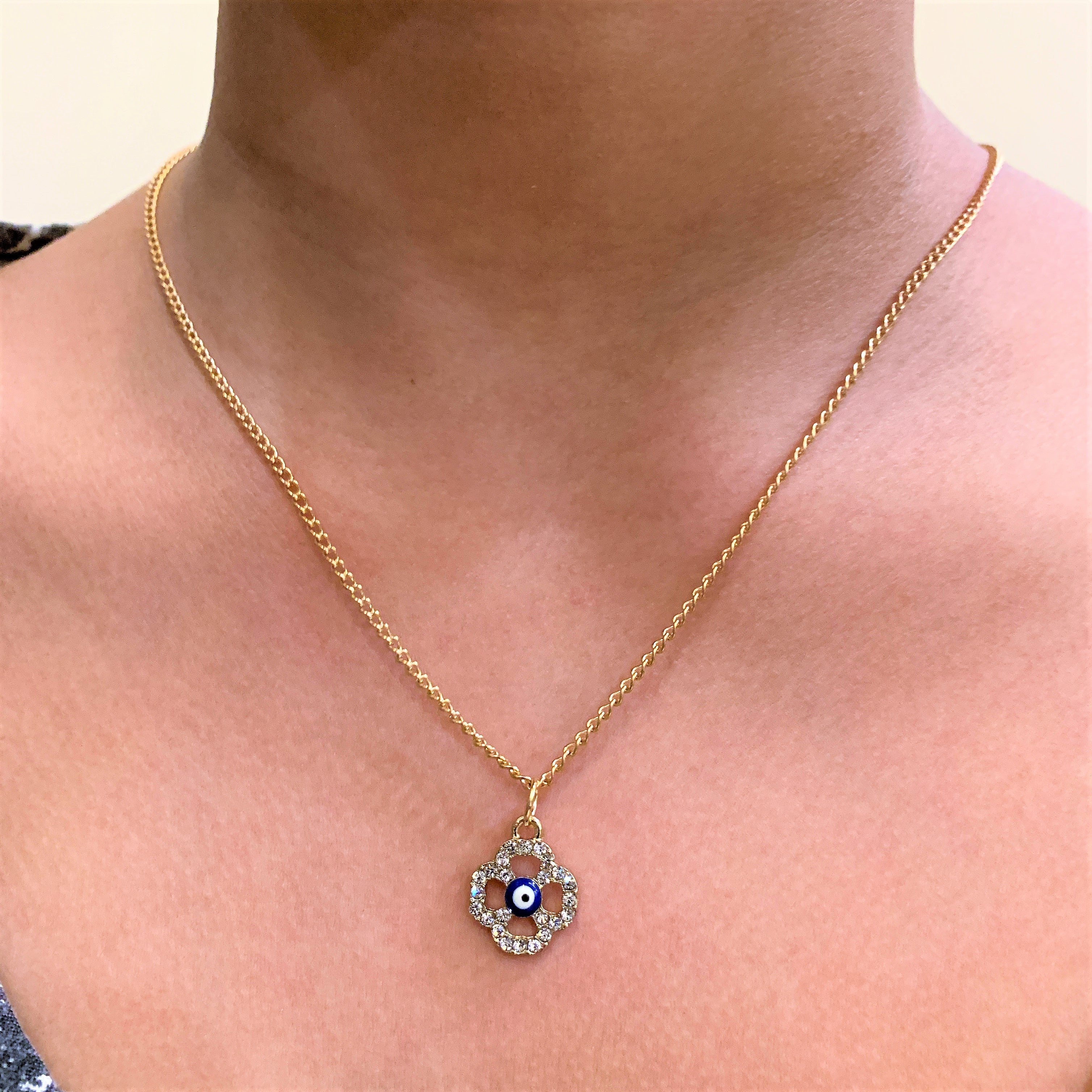 Gold Plated American Diamond Evil Eye Pendent